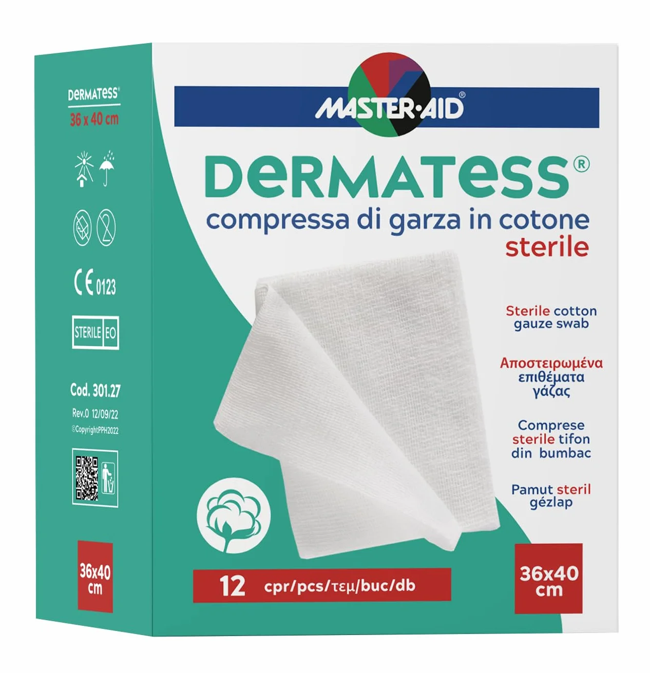 Master Aid Dermatess Cotone 36 x 40 cm 12 Pezzi