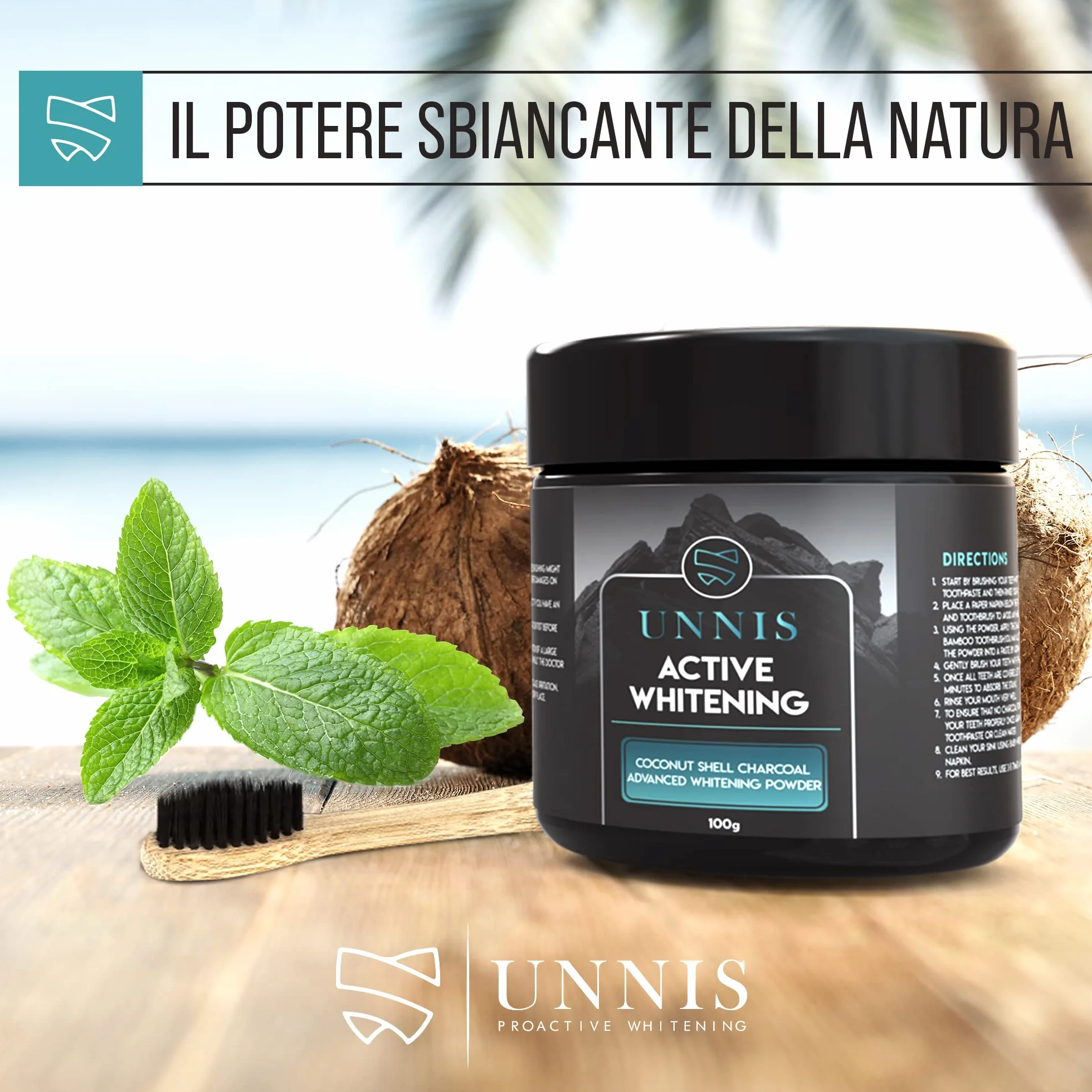 Carbone Attivo Dentifricio Sbiancante Denti Professionale Polvere Sbiancante