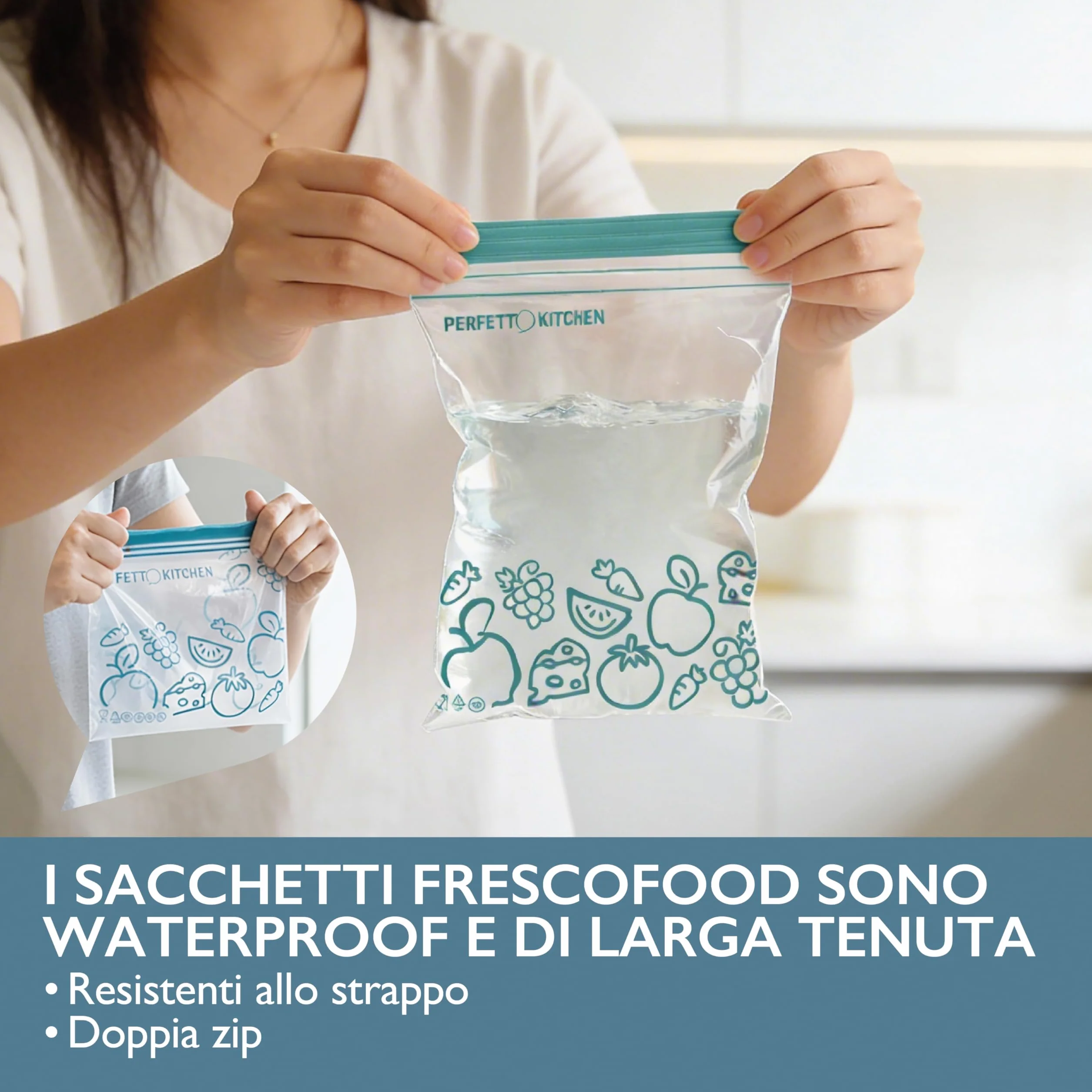 Perfetto Kitchen Frescofood Sacchetti Richiudibili per Alimenti XS 17x15 cm, 25 sztuk
