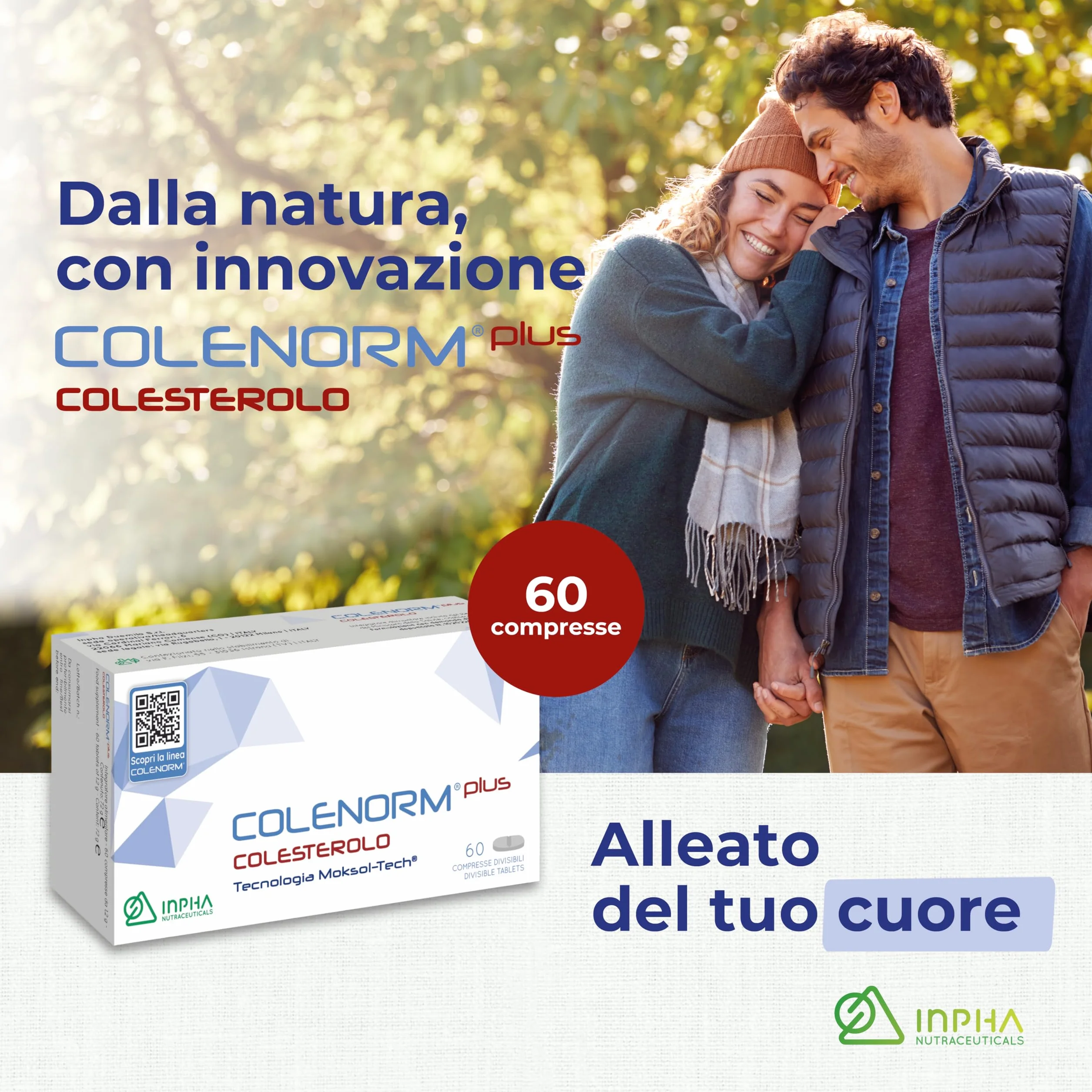 COLENORM PLUS COLESTEROLO® Azione Combinata di Riso Rosso, Tocoferoli e CoQ10 - Efficacia Clinica Testata - Senza Glutine/Lattosio • 60 CPR • INPHA 2000