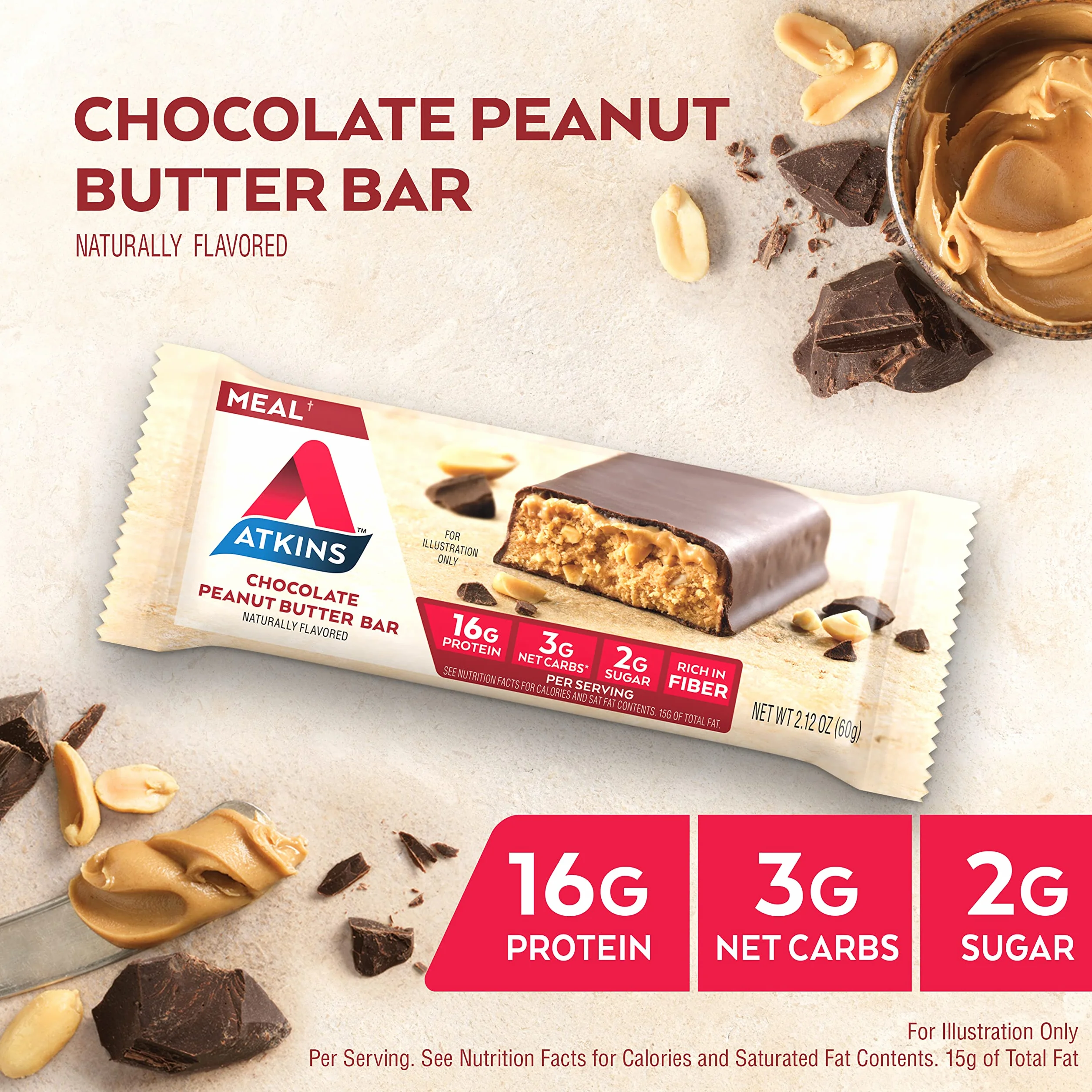 Atkins Advantage Bar Chocolate Peanut Butter 5 Bars