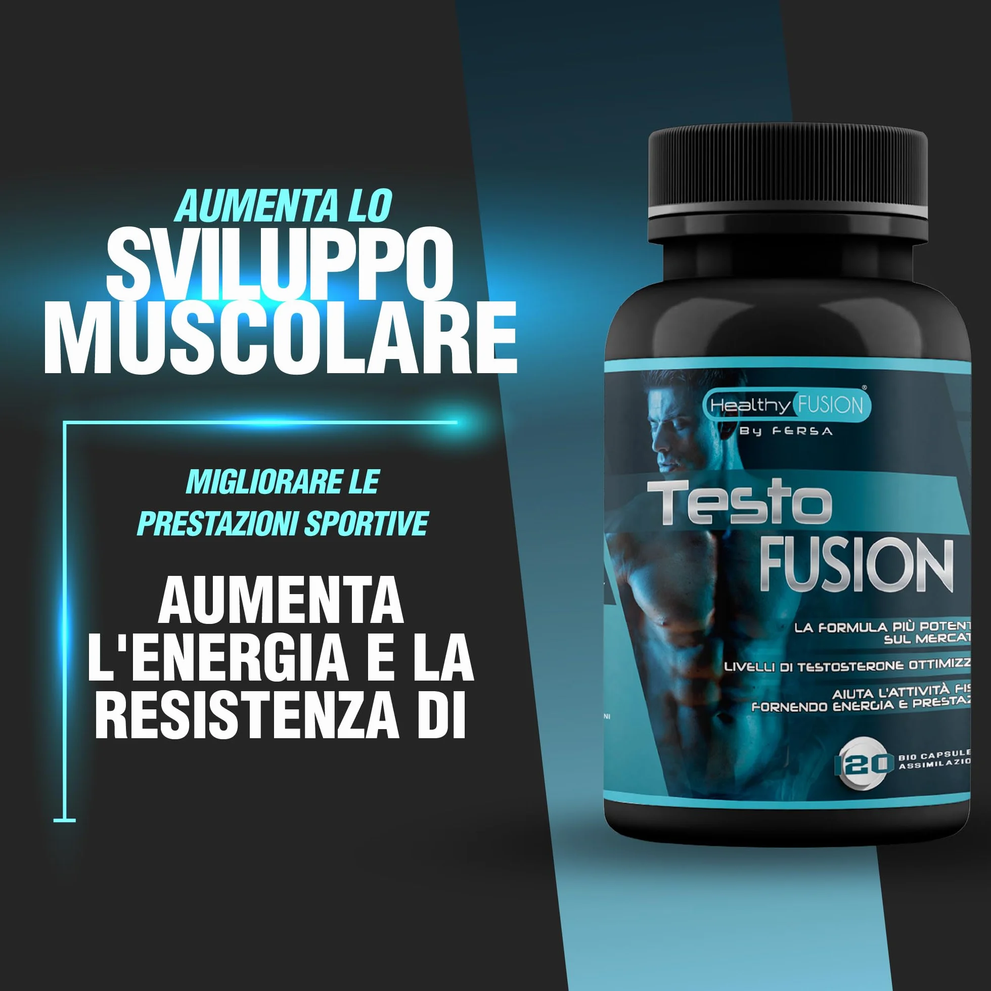 Healthy Fusion Booster Testosterone | Potenziante naturale del testosterone | Taurina + Maca andina, Ginseng | Energizzante 120 capsule