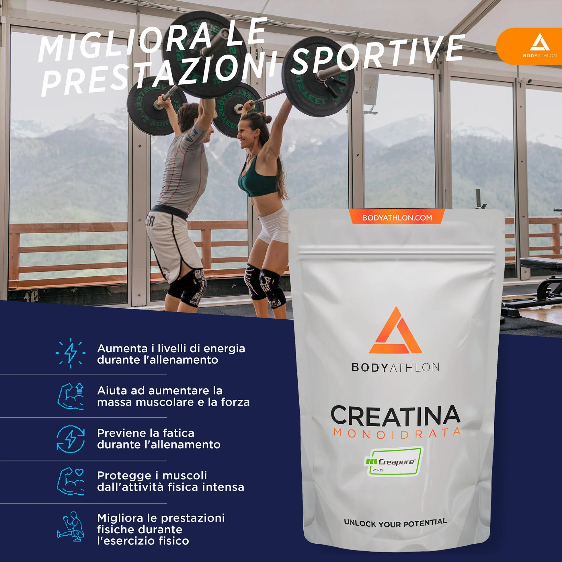 500g Creatina Creapure Polvere|Creatina Monoidrata Per Allenamento| Aumenta massa muscolare, forza e resistenza| Creatine Senza Glutine Fine, Solubile|+Dosatore, Vegan|Creatine Monohydrate|Bodyathlon
