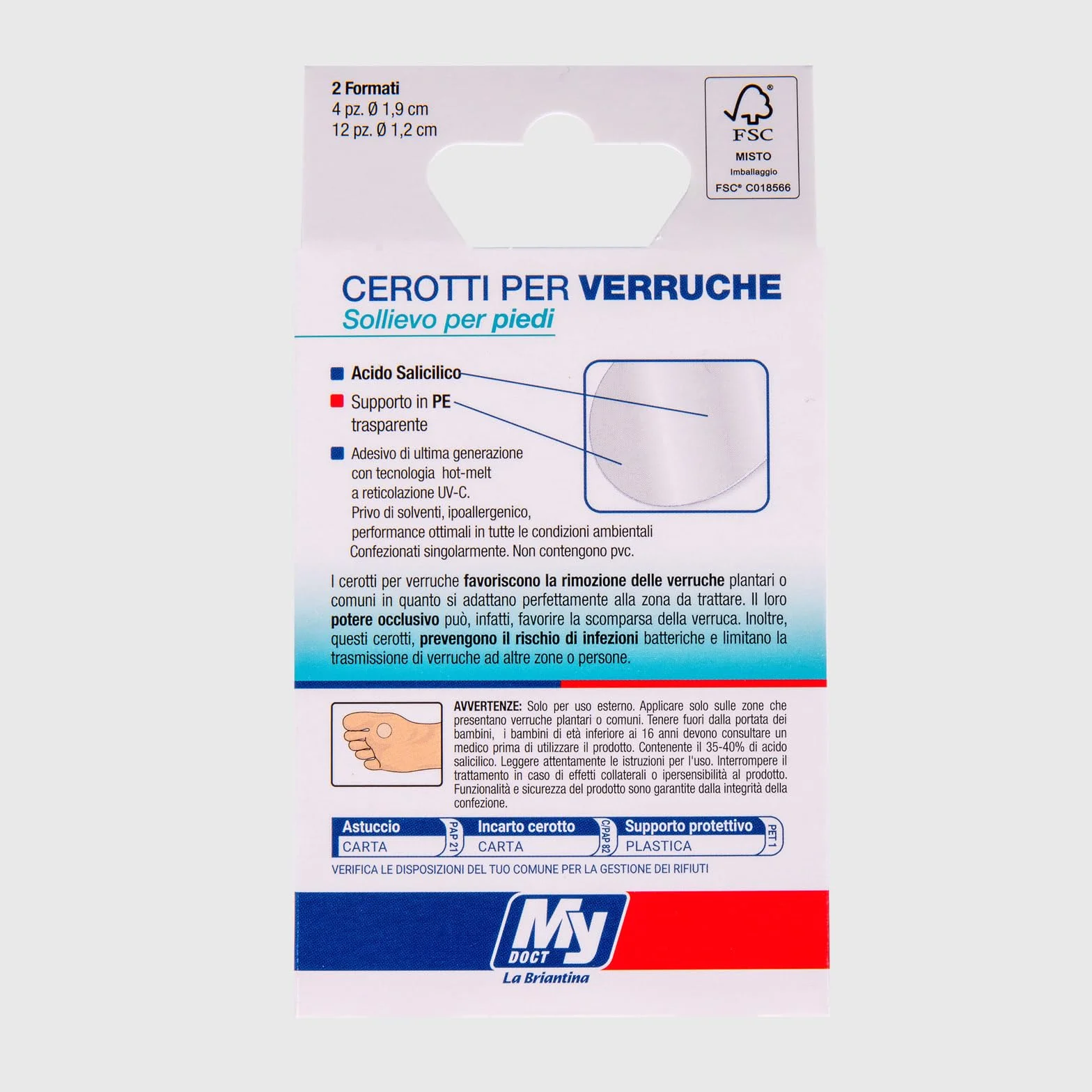 Cerotti per Verruche Impermeabili Trasparenti, Doppia Misura 1.9 cm 1.2 cm, 16 Pezzi