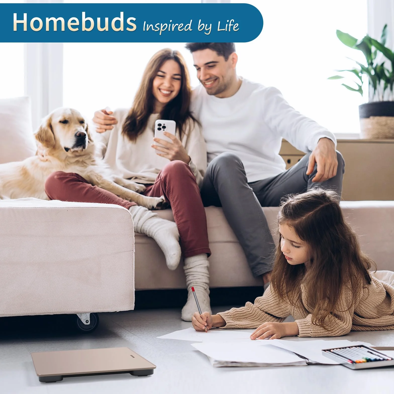 Bilancia Pesapersone Homebuds, 182kg Precisione 0,05kg LED Bianco, 3xAAA Incluse, Oro Rosa