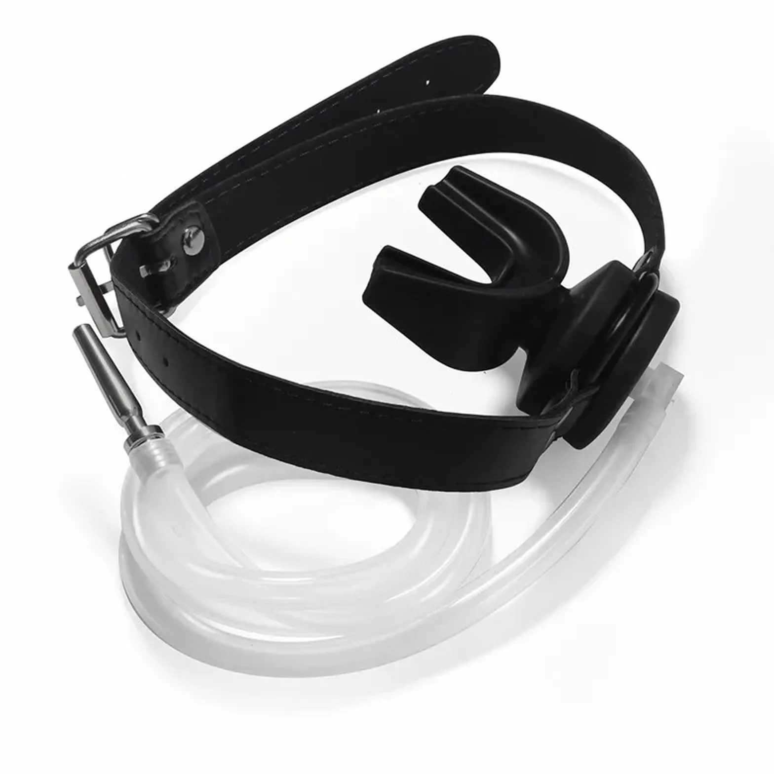 SM Bocca Plug Gag Maschera in Pelle con Dilatatore Pene Plug Piss Imbuto Bondage Sesso Orale Bocca Gag BDSM Giocattoli Erotici Sessuali for Donne Uomini Coppie(Schwarz)