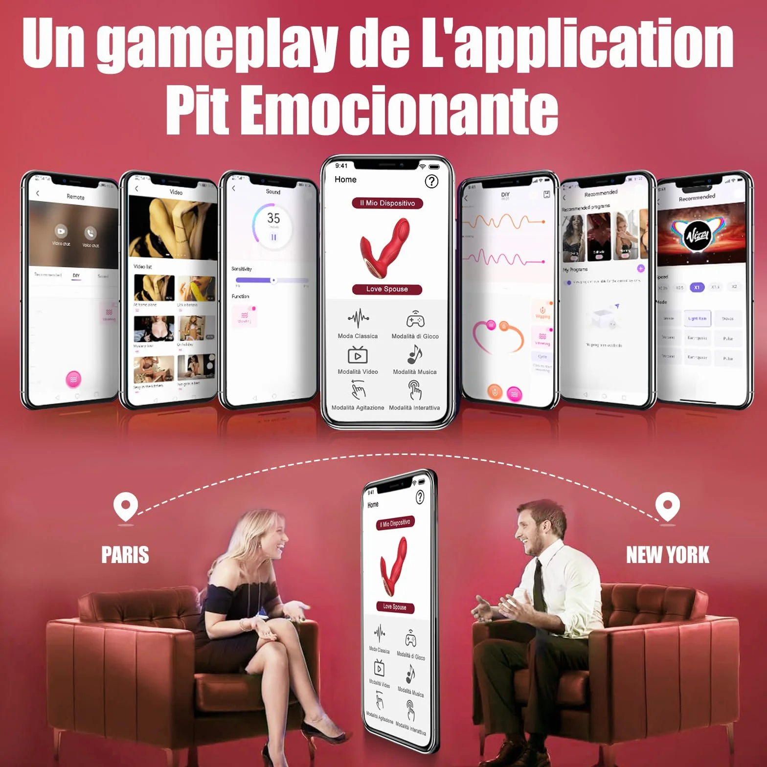 Vibratoreper Donna Uomo Professionale Sexytoysys Plug Anale-Dilatatore Donna Uomo Sex Toys Sessuali Vibratore per Uomini APP Dildo Anale 9*9 Modalità Vibratori Stimolatore Clitoride Femminile(Rosso)