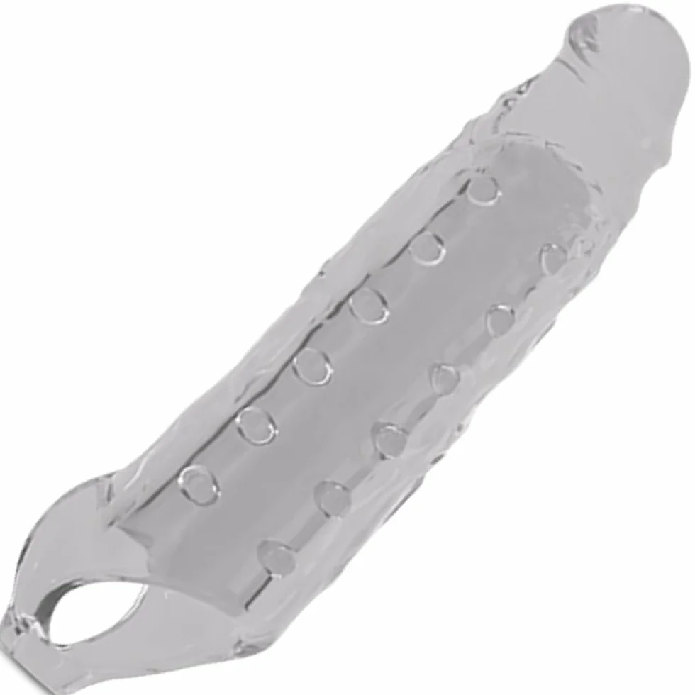 BDSMYEE 28 cm Manicotto per Pene con Anello Testicolo, Prolunga Riutilizzabile Giocattolo Erotico per Uomini (Trasparente)