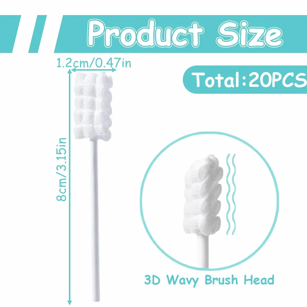 20 Pezzi Spazzolino Monouso Sterilizzati per Bambini, Baby Mouth Cleaner, Spazzolino da Denti Portatile per Bambini, Spazzolino per Dentini con Setole Morbide, Bastoncini Cotonati per Bambini
