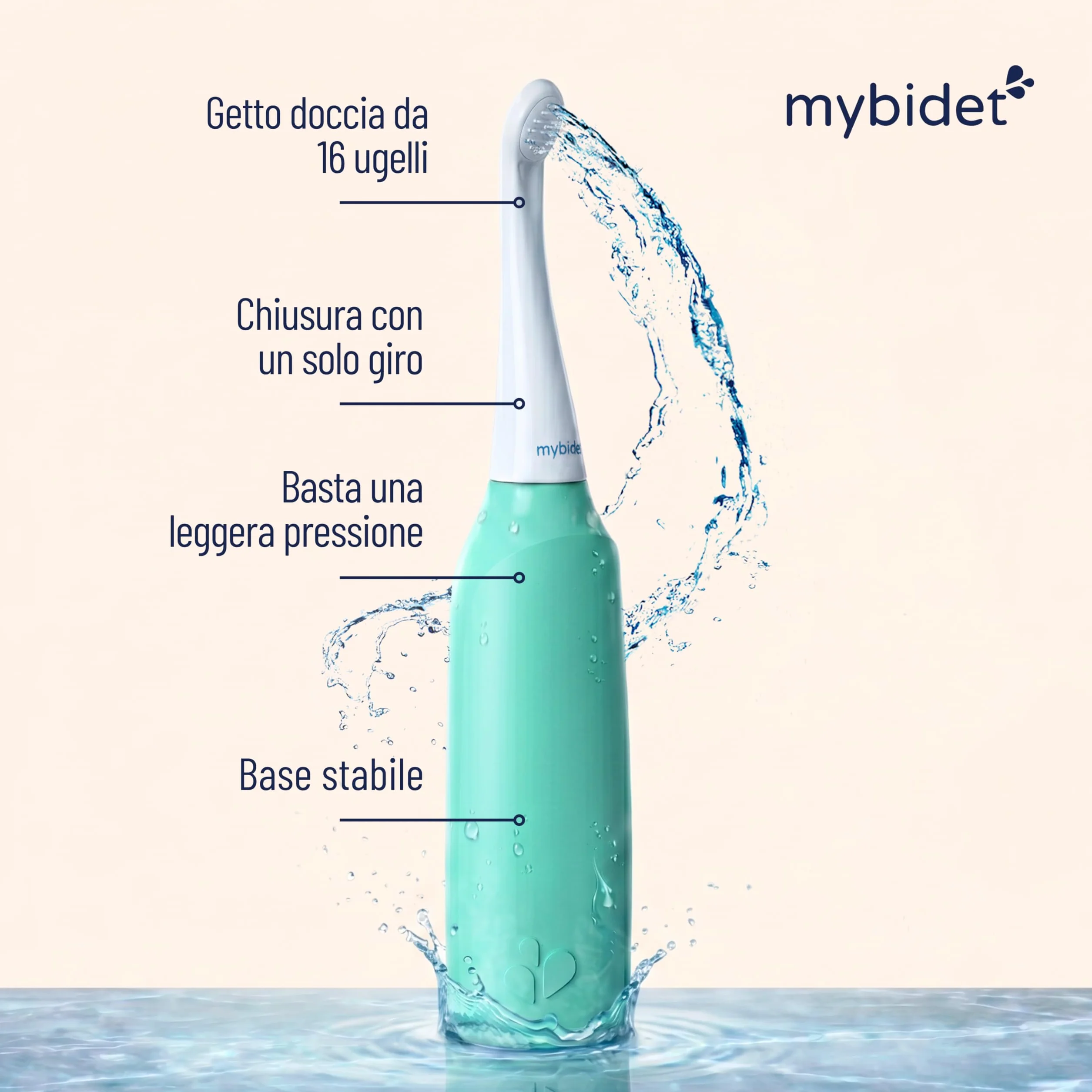 Doccia intima per glutei, 0% chimica, 100% acqua, senza batterie, sostenibile