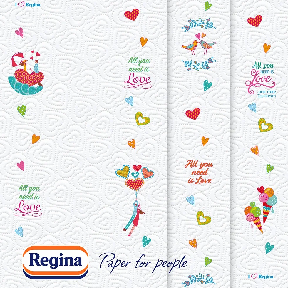 Regina Di Cuori Carta Cucina 24 Rotoli 85 Fogli 3 Strati Massima Assorbenza 65 g