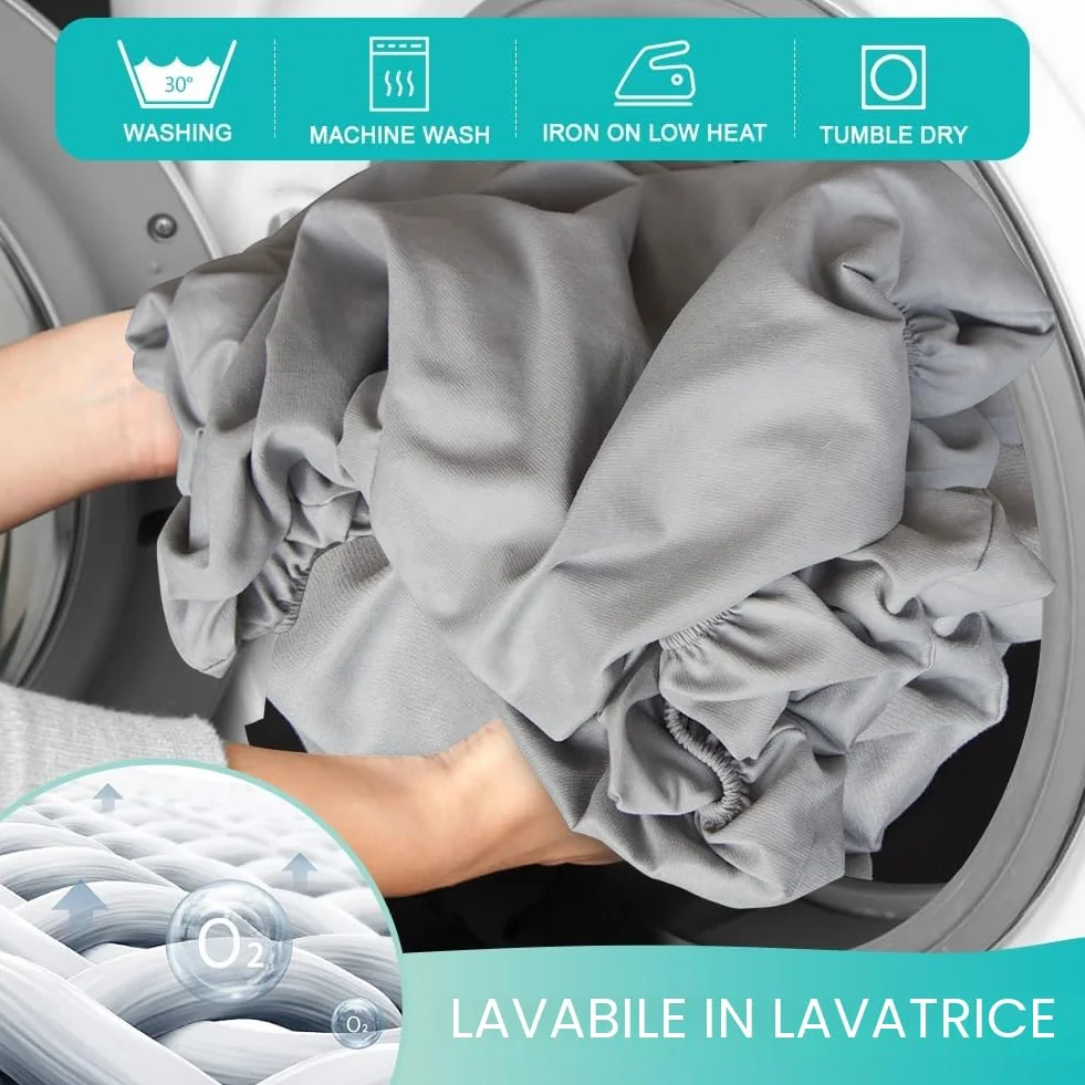 Copertura Protettiva per Lettino da Massaggio 70x190cm Lavabile con Elastici Grigio