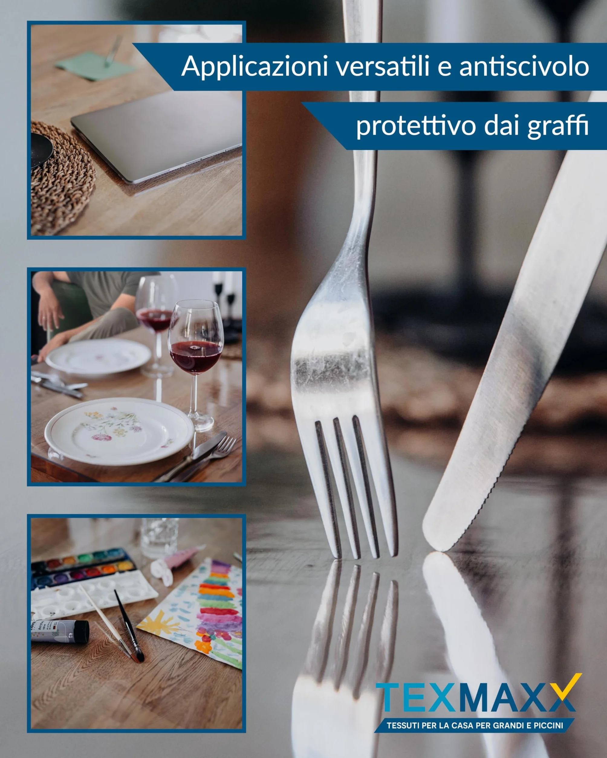 TEXMAXX pellicola trasparente per tavolo 2mm con bordo dritto - protezione tavolo pvc varie misure dimensioni - pellicolatavolo trasparente - 60 cm x 180 cm