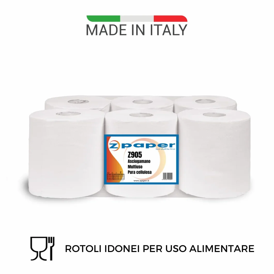 ZPAPER 6 Rotoli Asciugamani Pura Cellulosa 2 Veli Asciugatutto Multiuso