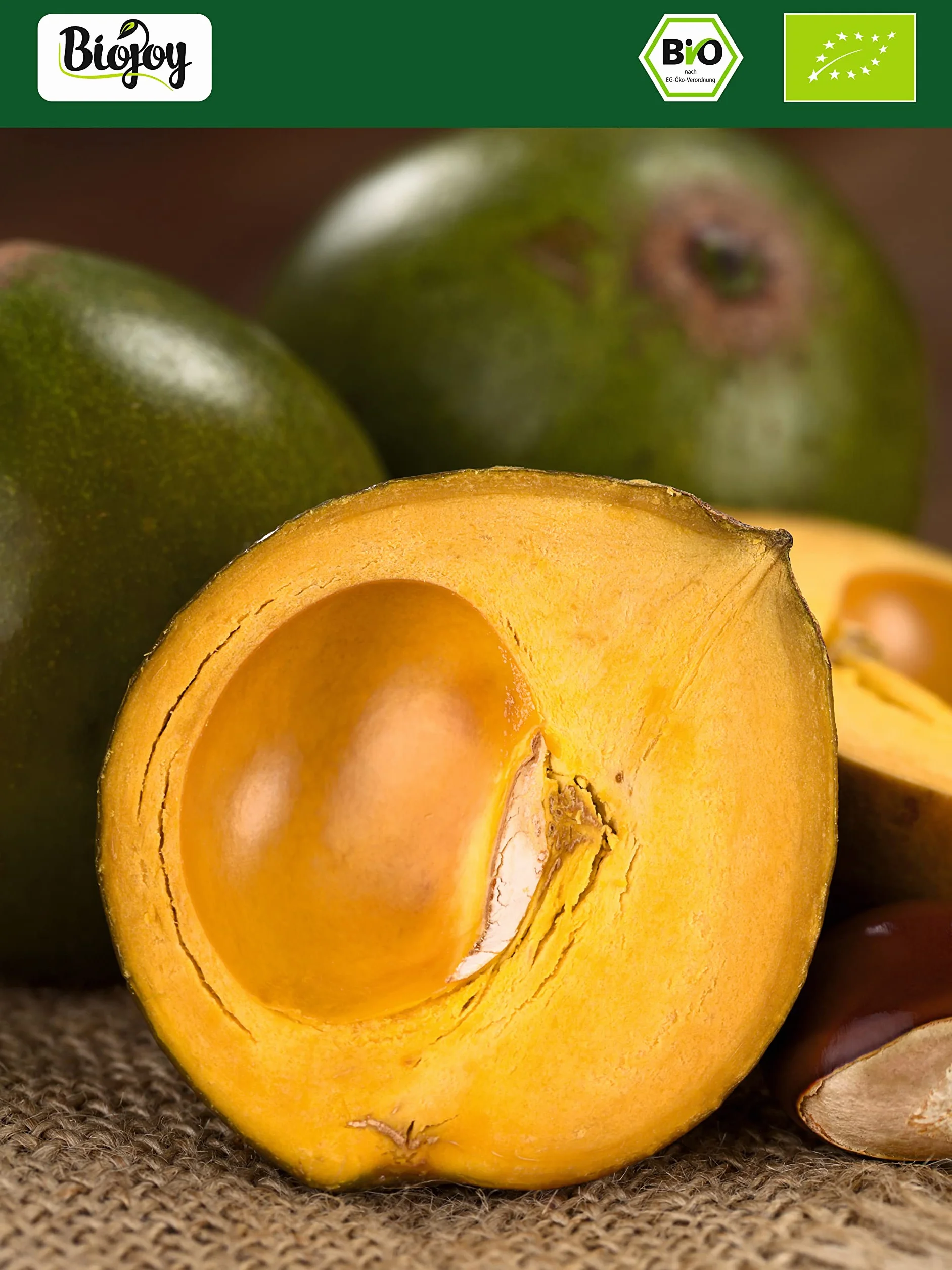 Biojoy Lucuma in polvere Biologica (500 g), lucuma frutta senza additivi (Pouteria lucuma)