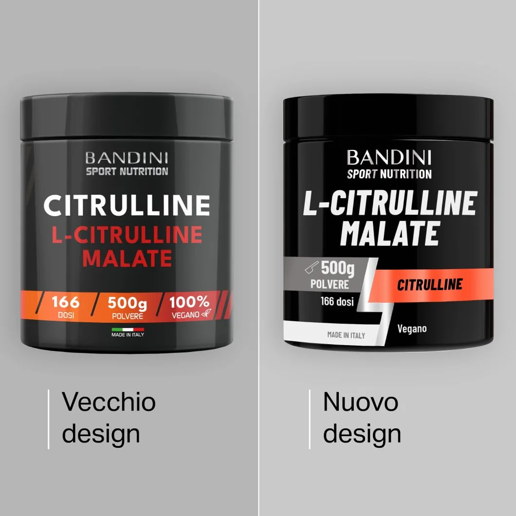 Bandini® L-Citrulline Malate Polvere 500 grammi, 3 grammi di L Citrulline Malat per Dose, Citrullina Malato 2:1 Polvere Insapore, Fermentazione Vegetale, Altamente dosata, Vegan, Booster Pre Workout