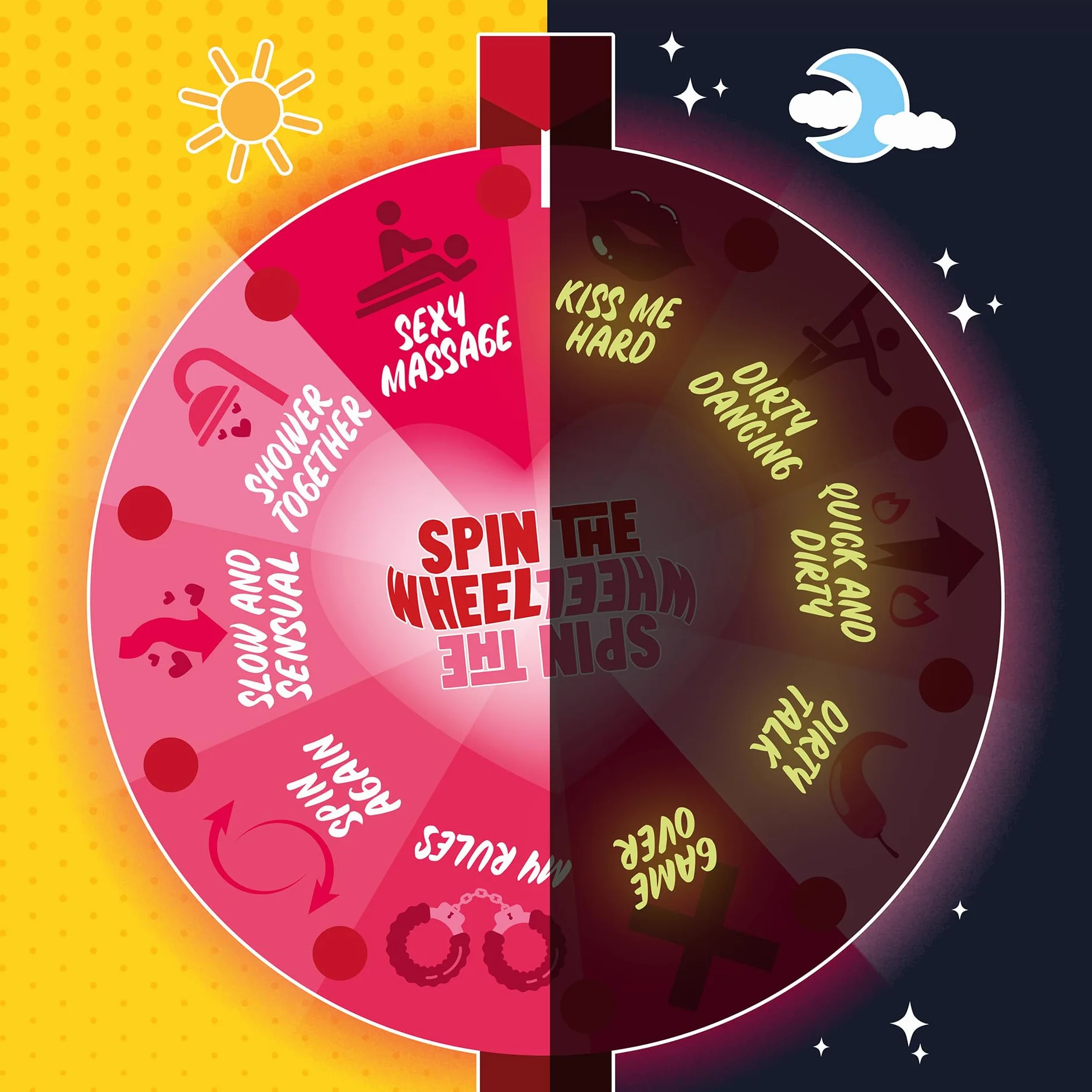 Legami - Ruota delle Risposte, Spin The Wheel, Gioco della Ruota Sexy, 10 Possibili Attività, Dettagli Luminosi al Buio
