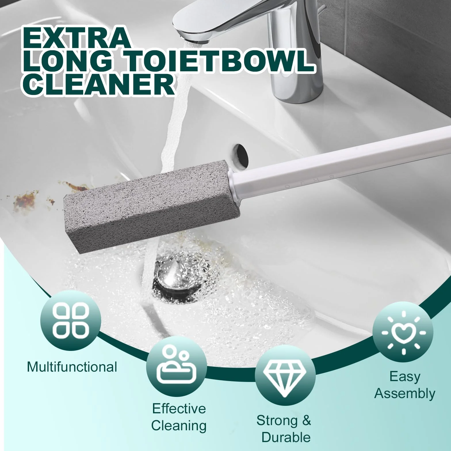 Pietra Pomice per WC con 2 Maniglie Estese - Cleaning Block per Ceramica