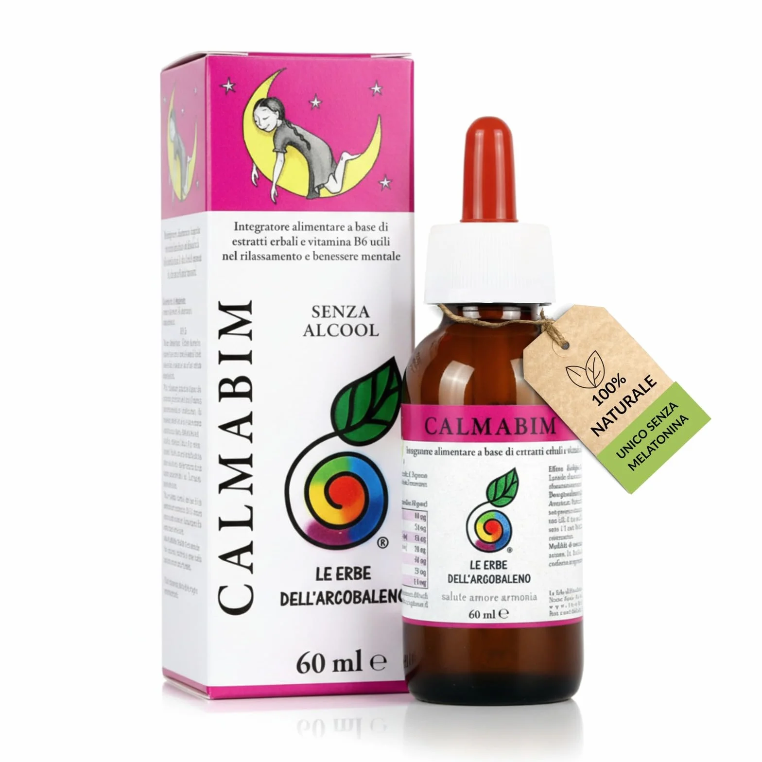 CalmaBim Gocce Per Dormire Bambini 60 ml - Passiflora Camomilla Vitamina B6 Rilassamento Naturale