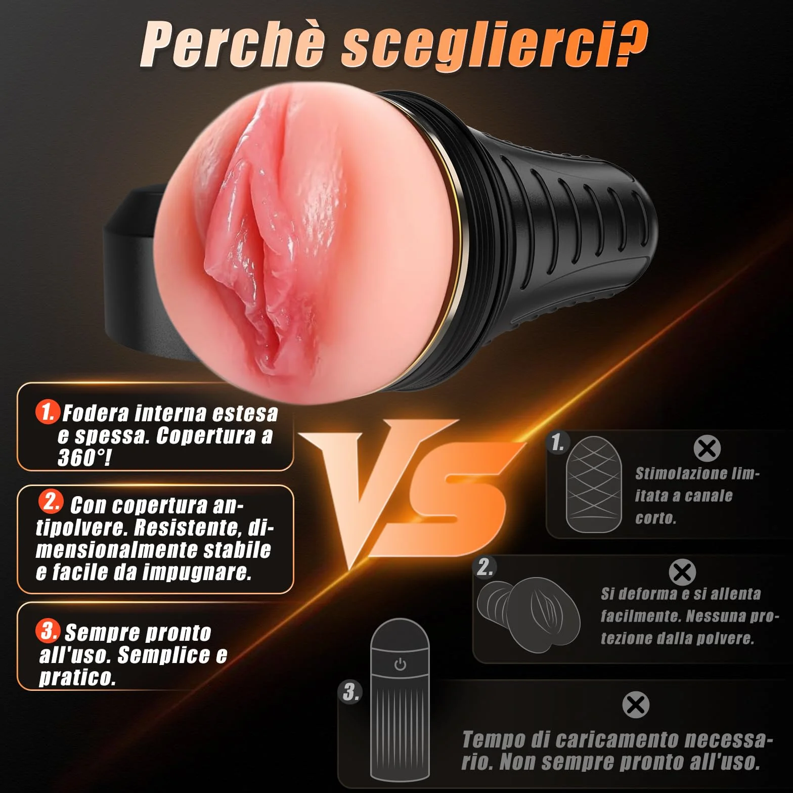 VIJISA Masturbatore Uomo Realista XXL – Sex Toy Morbido con Texture 3D e Rilievi Interni