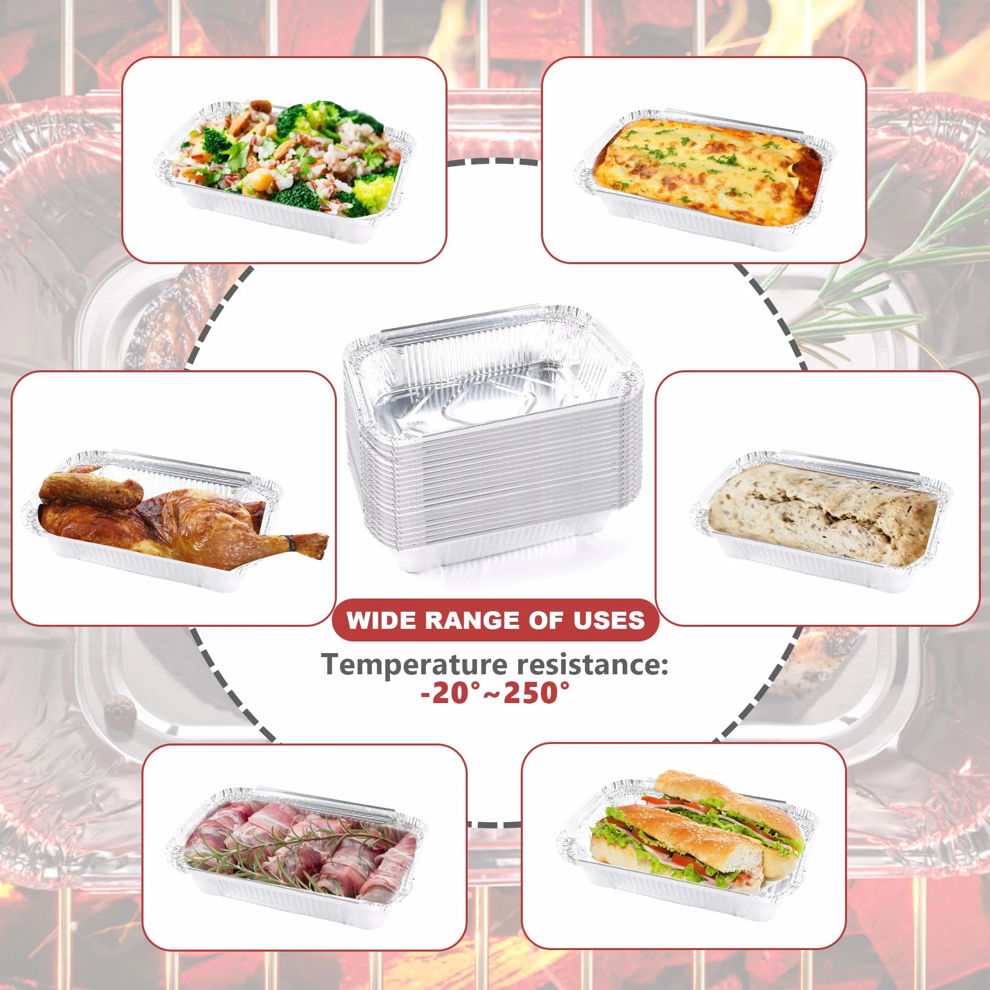 Vaschette in Alluminio 650 ml 19 x 14 x 4 cm Monouso per Barbecue e Forno