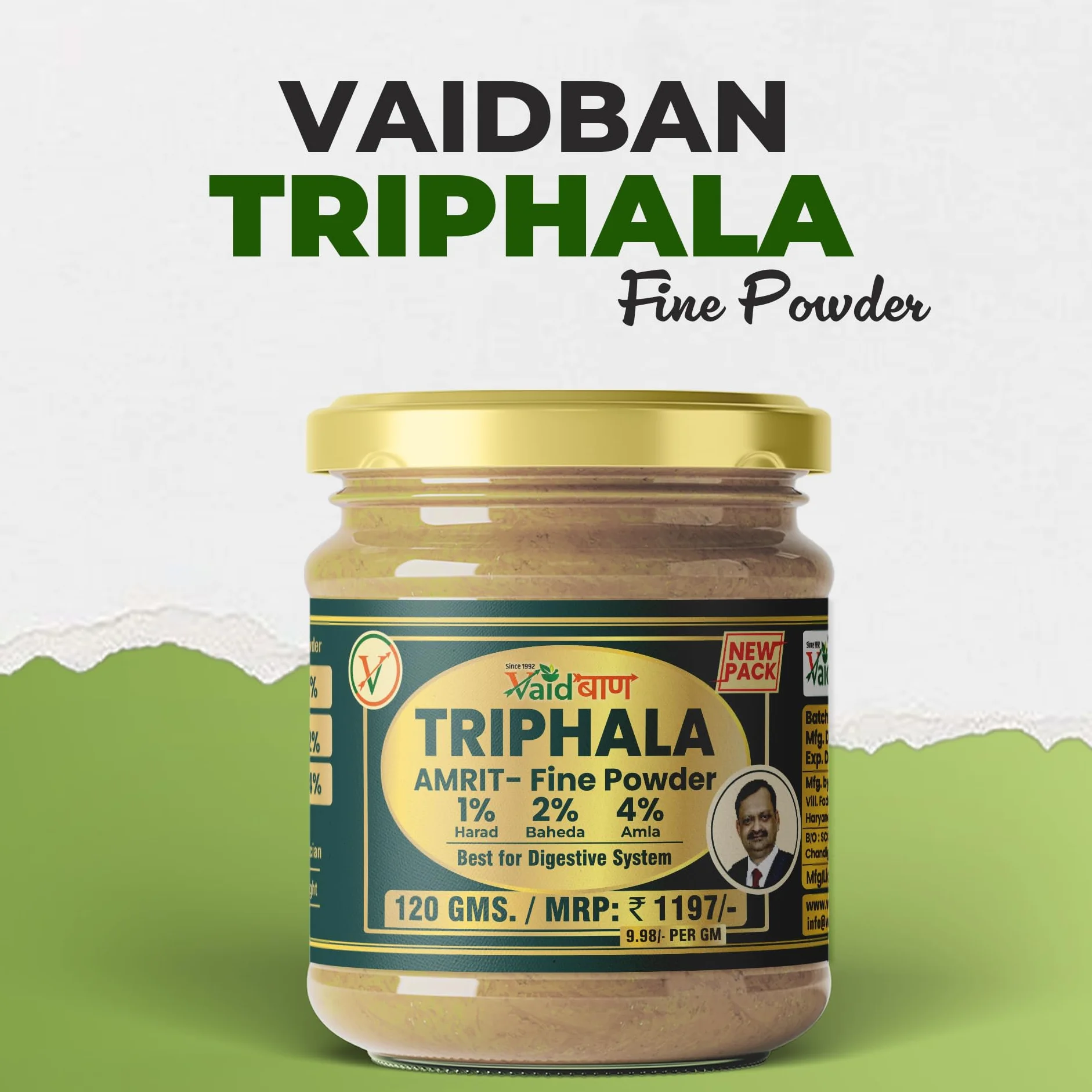 Vaidban Triphala Fine Powder/Churna - Migliora la digestione (120 Gm)