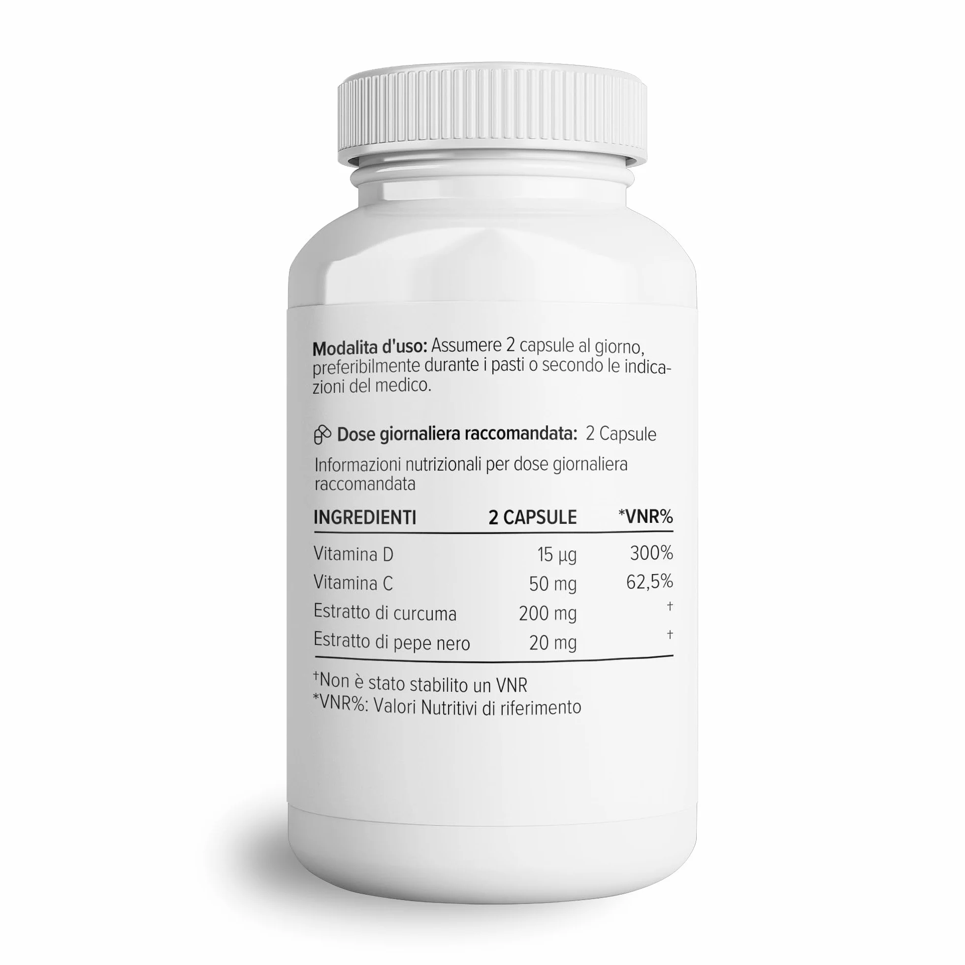Theonia Curcuma Complesso con Vitamina D3 e C, Pepe Nero - 60 Capsule Vegane