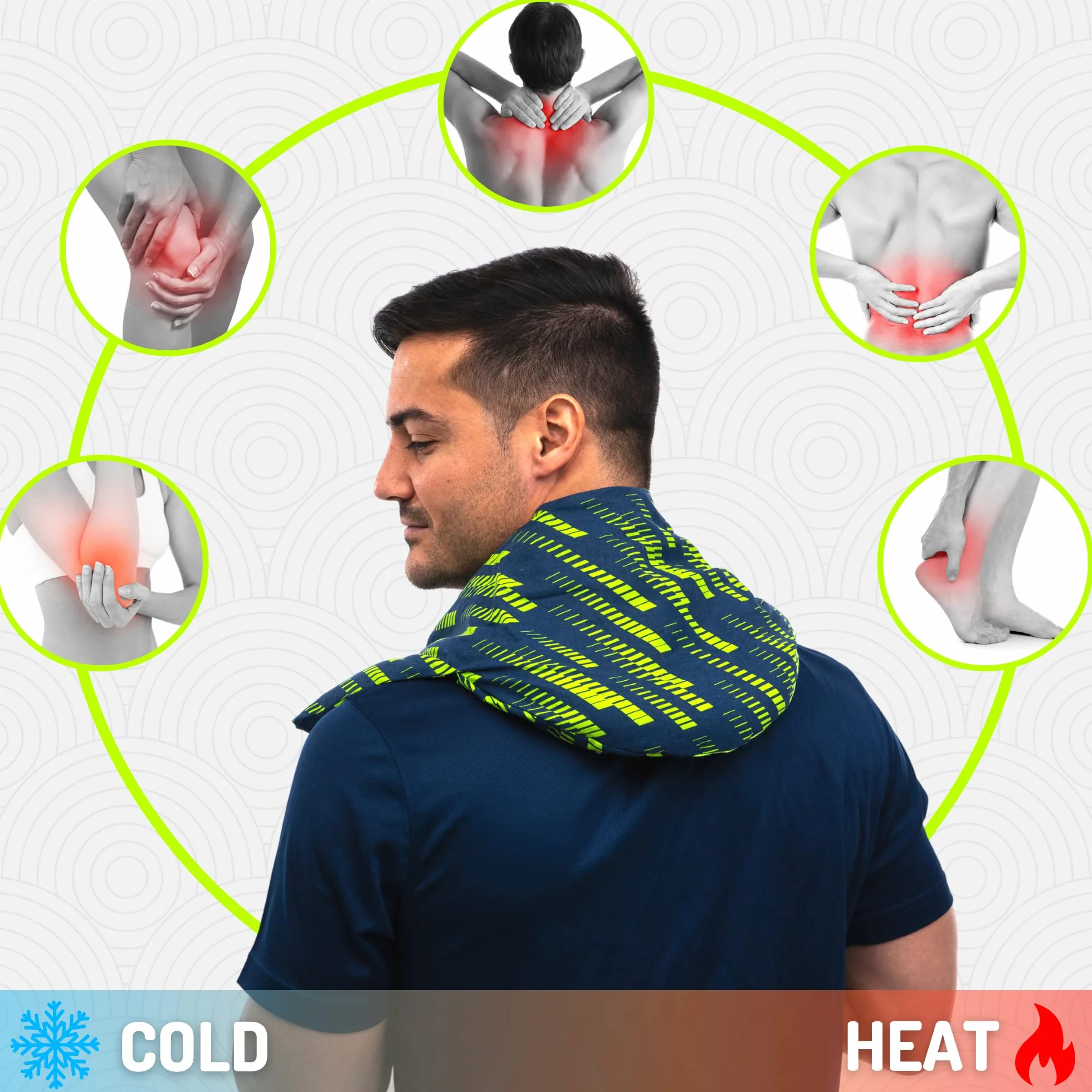 Cuscino Termico Semi Cervicale - Cuscino per Microonde Riscaldante per Collo (60x22 cm) - Scaldacollo per la Nuca e Spalle con Federa Esterna Lavabile in Cotone 100% e Fiori di Lavanda