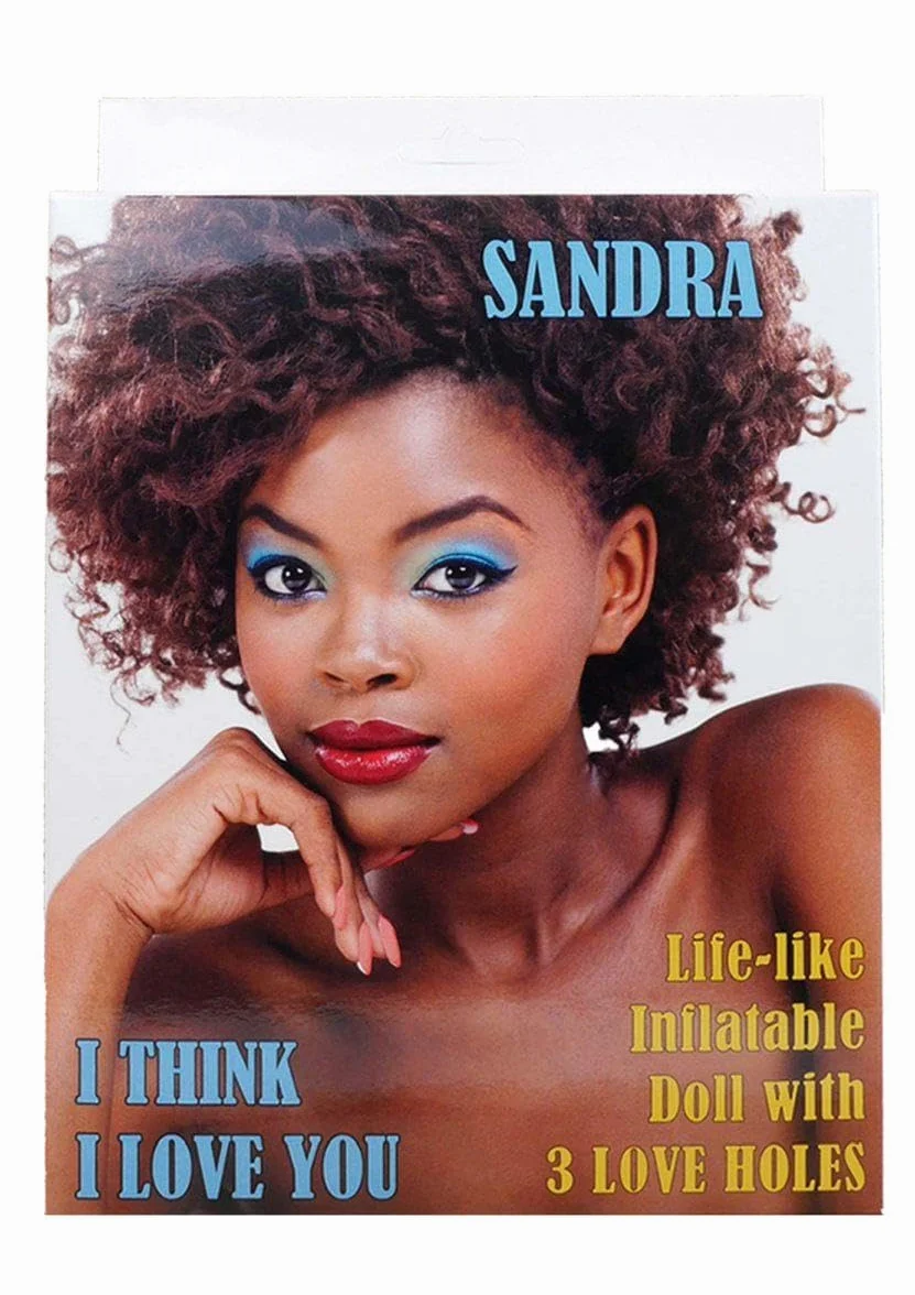 SANDRA BAMBOLA GONFIABILE NERA DI COLORE GRANDEZZA REALE 3 FORI