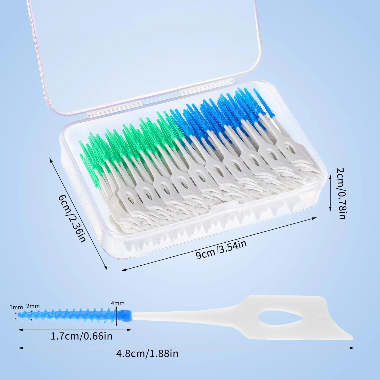 Scovolini dentali 200 Pezzi Scovolino Interdentale Silicone con Scatola Igiene Dentale