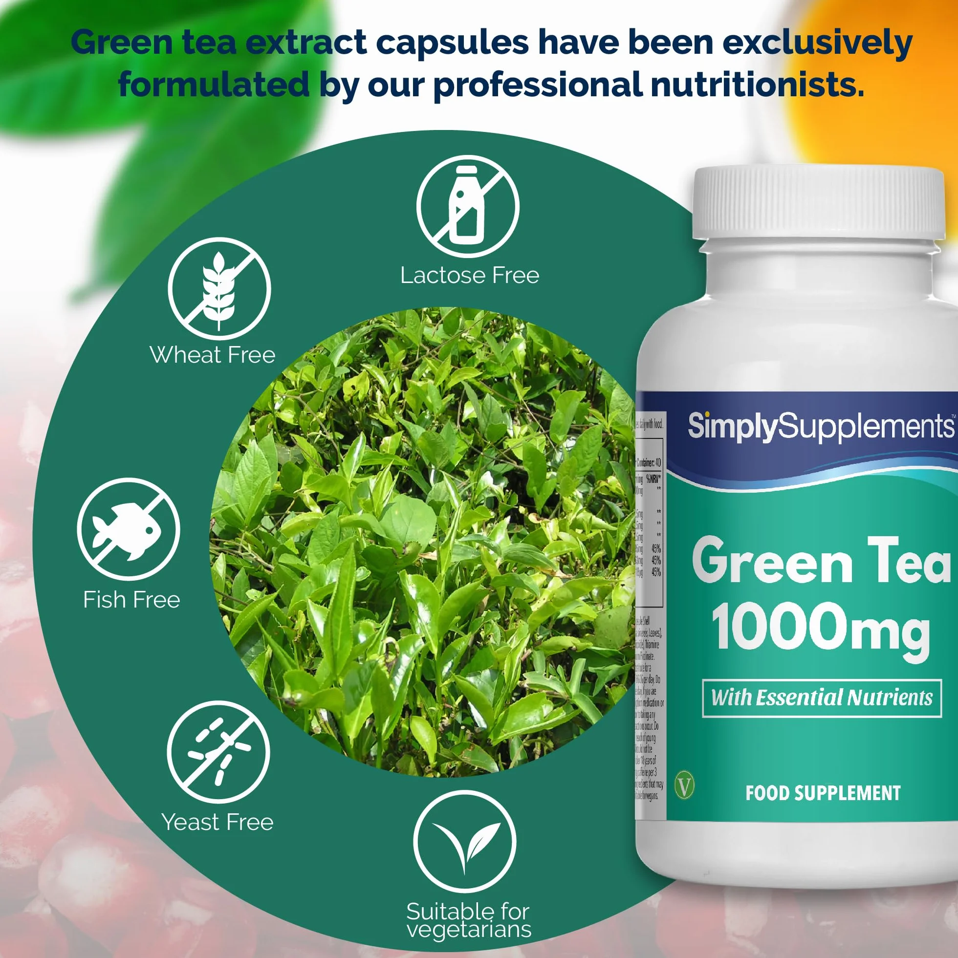 Estratto Di Tè Verde 3.000mg | Con Aggiunta Di Tiamina, Riboflavina E Cromo | Sostiene L'energia, Il Metabolismo E La Difesa Antiossidante | Adatto Ai Vegani | 120 Capsule = 40 Giorni Di Fornitura