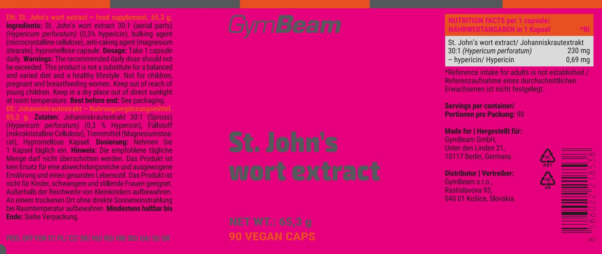 GymBeam Estratto Di Iperico Integratore per Umore e Benessere Capsule Vegan 90 cps