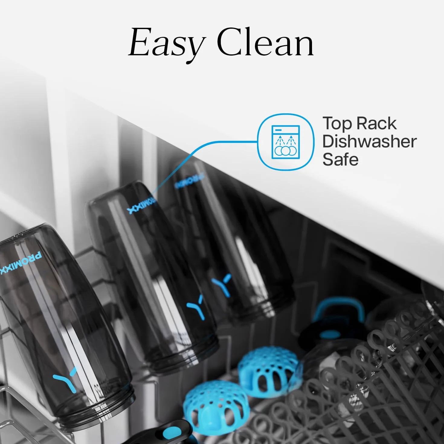 Promixx Pursuit Shaker Proteico – 760ml Miscelatore Silenzioso Snap-Fit per Frullati Senza Grumi – Ermetico Senza BPA Ecozen con Segni Misurazione Fitness – Nero