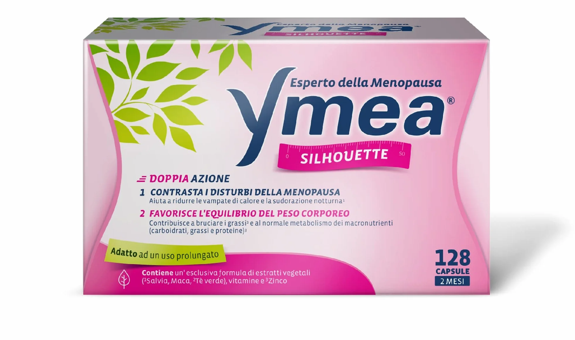 Ymea Silhouette Esperto della Menopausa, Integratore Alimentare, Favorisce l'Equilibrio del Peso Corporeo, 128 Capsule