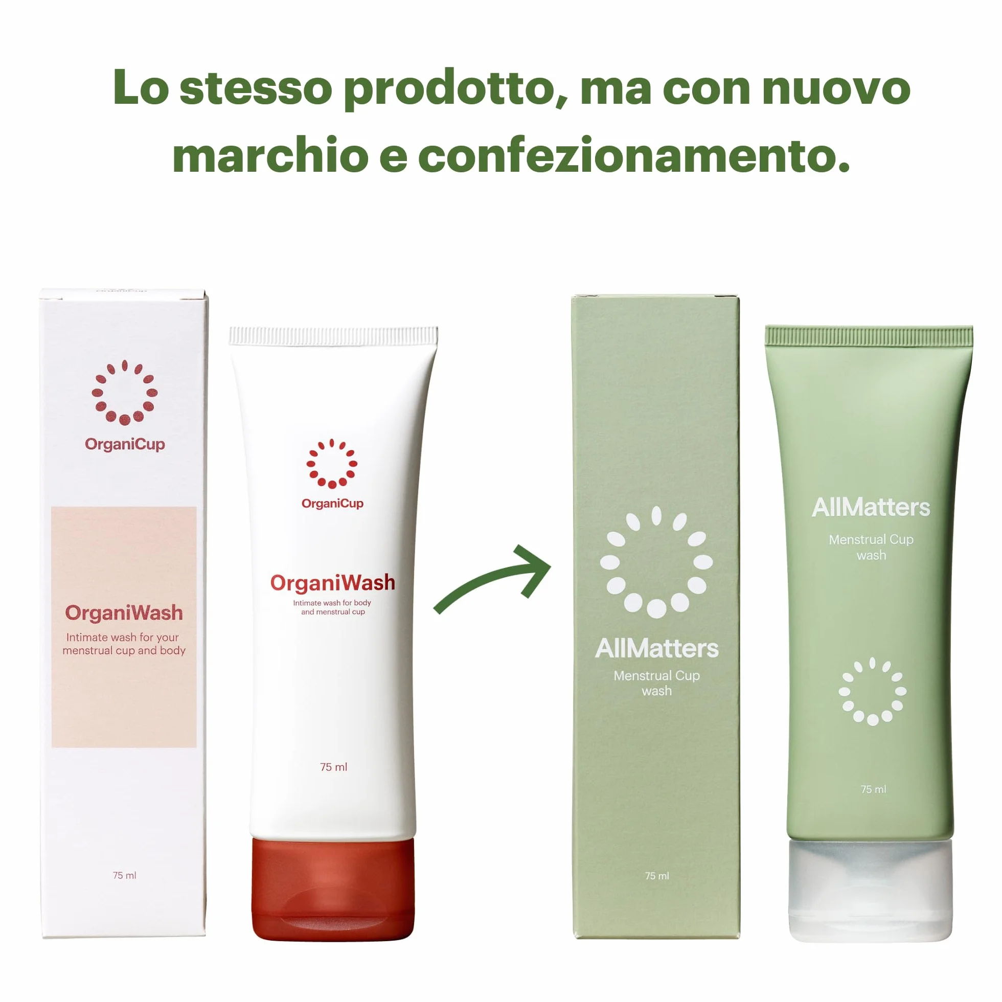 AllMatters Detergente Coppetta Mestruale Intimo Corpo 75 ml pH Bilanciato Senza Profumo