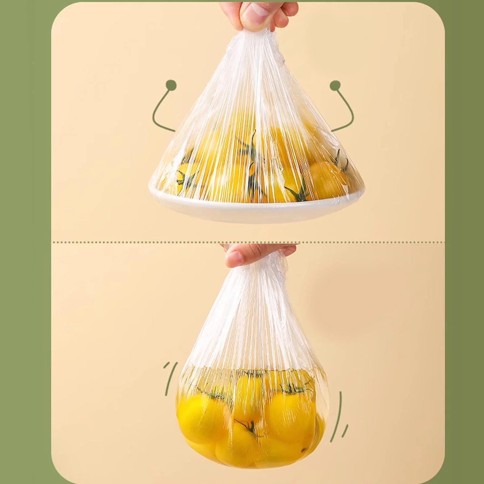 100 pezzi di pellicola trasparente con gomma elastica, riutilizzabili, coperture per alimenti, sacchetti sigillati per la conservazione degli alimenti