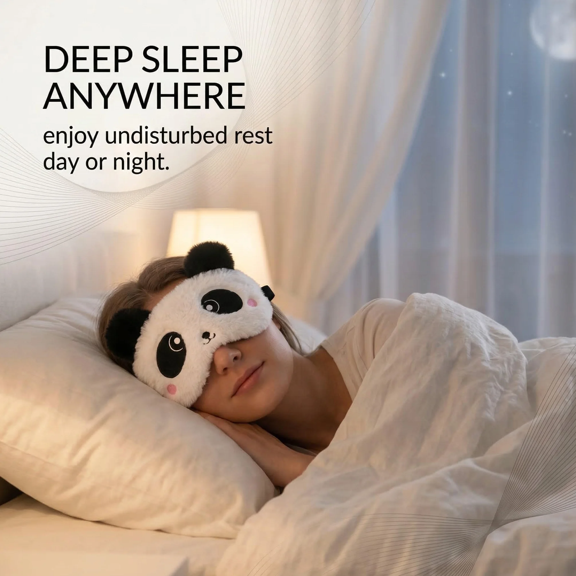 Maschera per Dormire Animale, 3D Panda Maschere da Sonno in Peluche Soffice Morbido, Benda Occhi per Dormire Peluche dei Cartoni Animati Divertenti per Bambini e Adulti