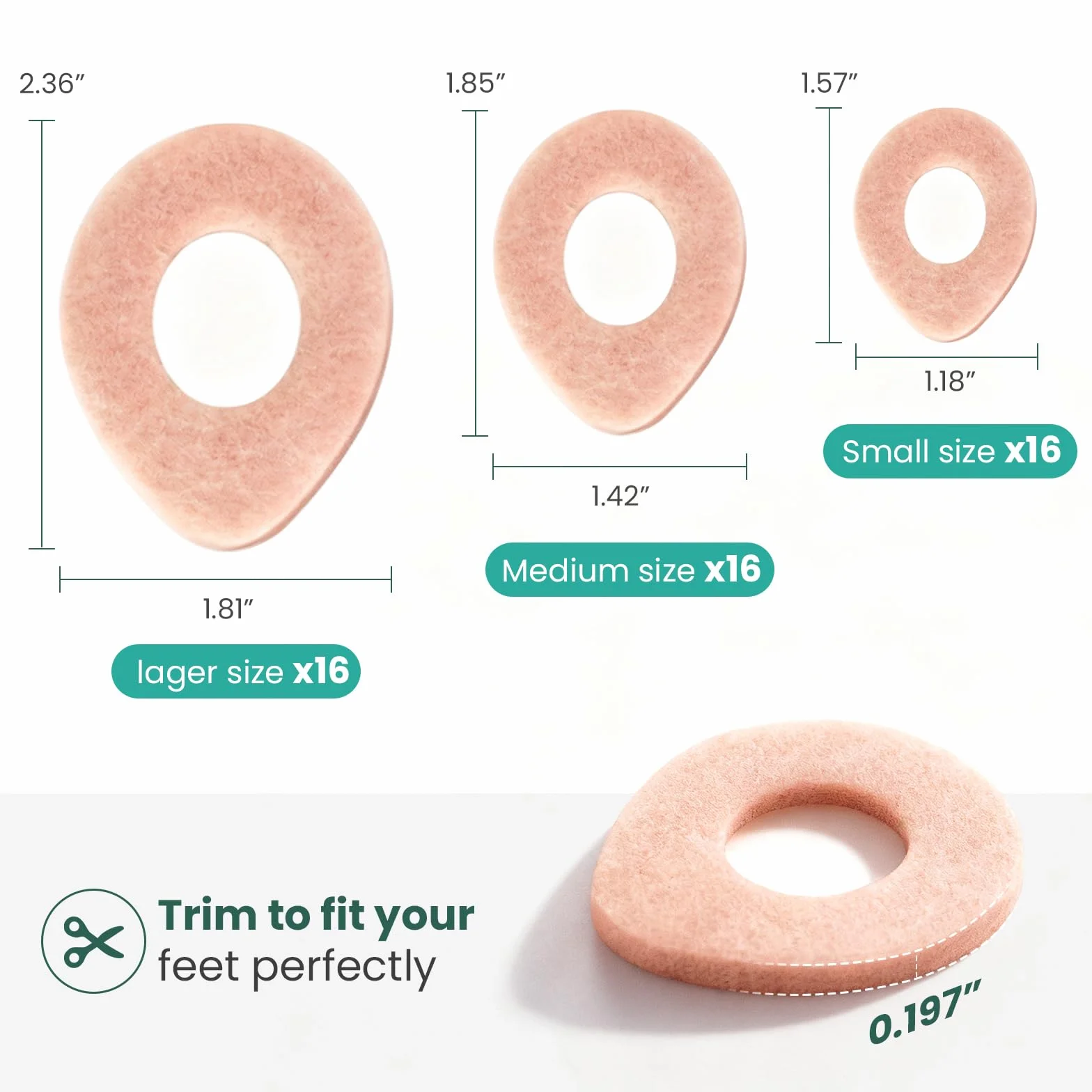 Welnove Cerotti Occhio di Pernice 48pcs - Cerotti Calli Piedi Cuscinetti per Calli - Proteggono Piedi Talloni e Dita da Sfregamenti - Design Ovale