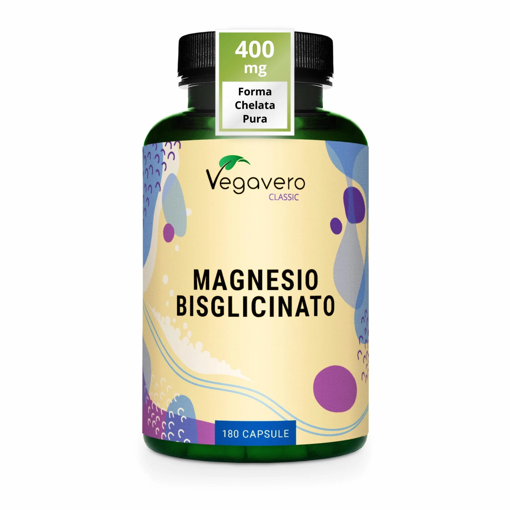 Magnesio Bisglicinato 400 mg di Magnesio Puro Elementare Forma Chelata Biodisponibile Vegavero