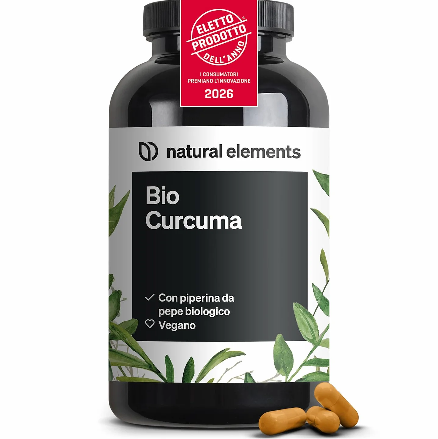 Curcuma e Piperina Plus 240 capsule 2.900mg bio curcuma per dose giornaliera con curcumina e pepe nero vegano