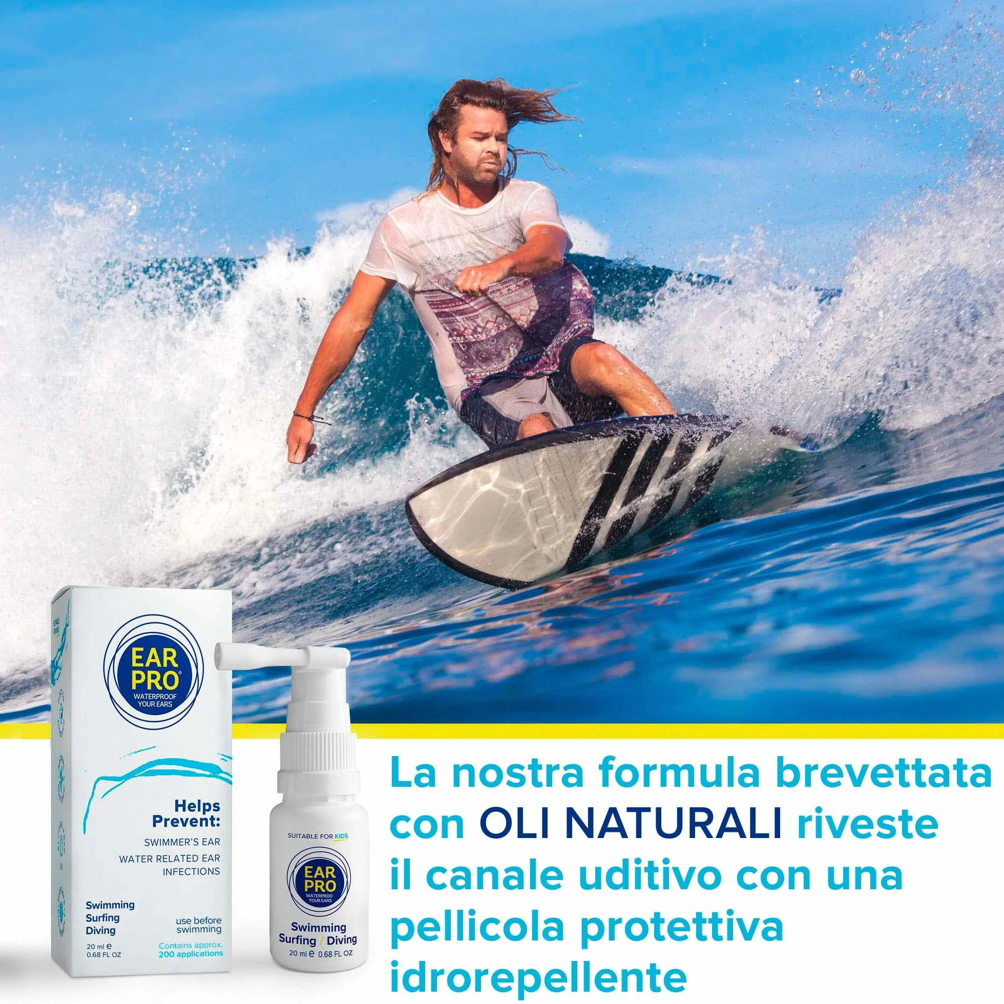Ear Pro Natural Ear Protection Spray per bambini e adulti 200 applicazioni