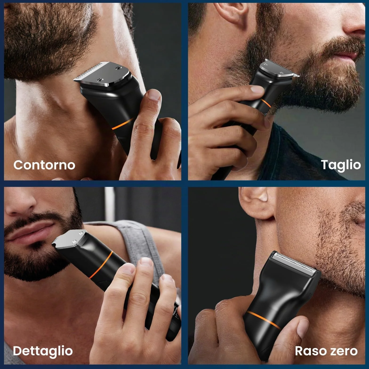 MAXGROOM Regolabarba Uomo 6 in 1, Rasoio Elettrico Barba Impermeabile IPX6, 120 Minuti Autonomia, Ricarica USB-C