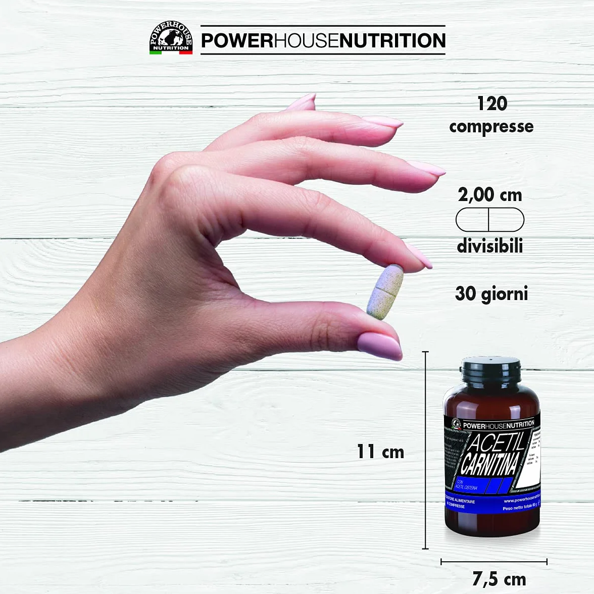 Acetil Carnitina 1500mg Alto Dosaggio 60 compresse Powerhouse Nutrition