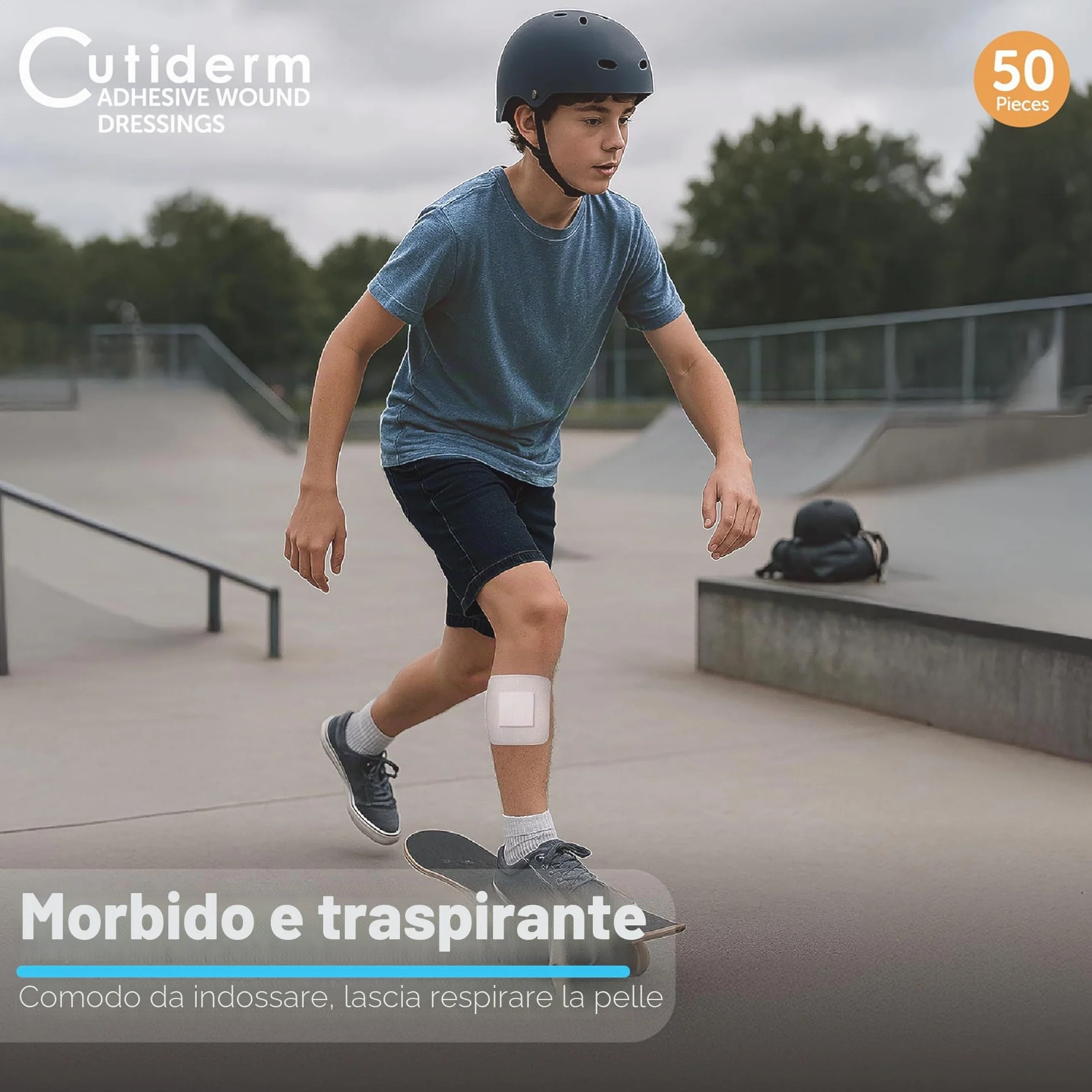 Cutiderm Medicazione adesiva sterile 10 cm x 10 cm, confezione da 50