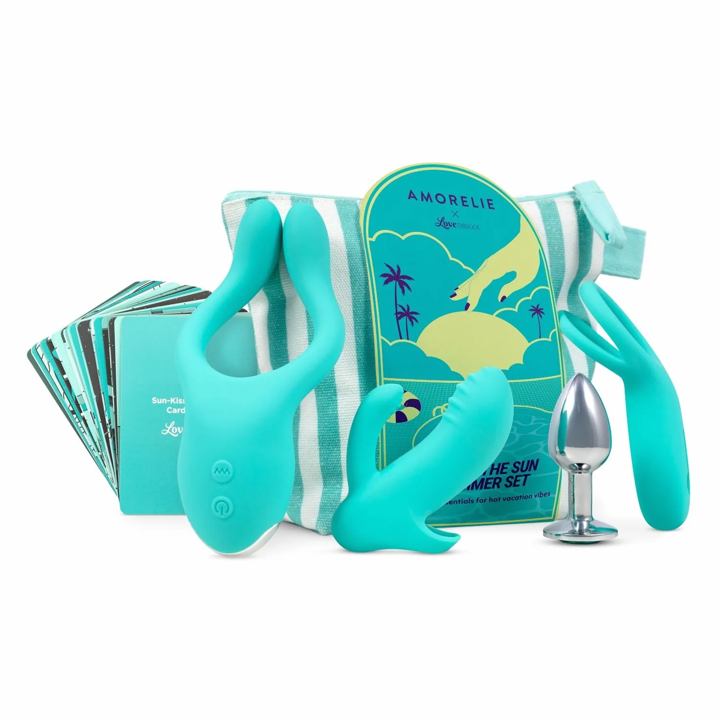 AMORELIE Loveboxxx - Confezione regalo "Fun in the Sun", set erotico per coppie, 5 pezzi (valore superiore a 100 €)