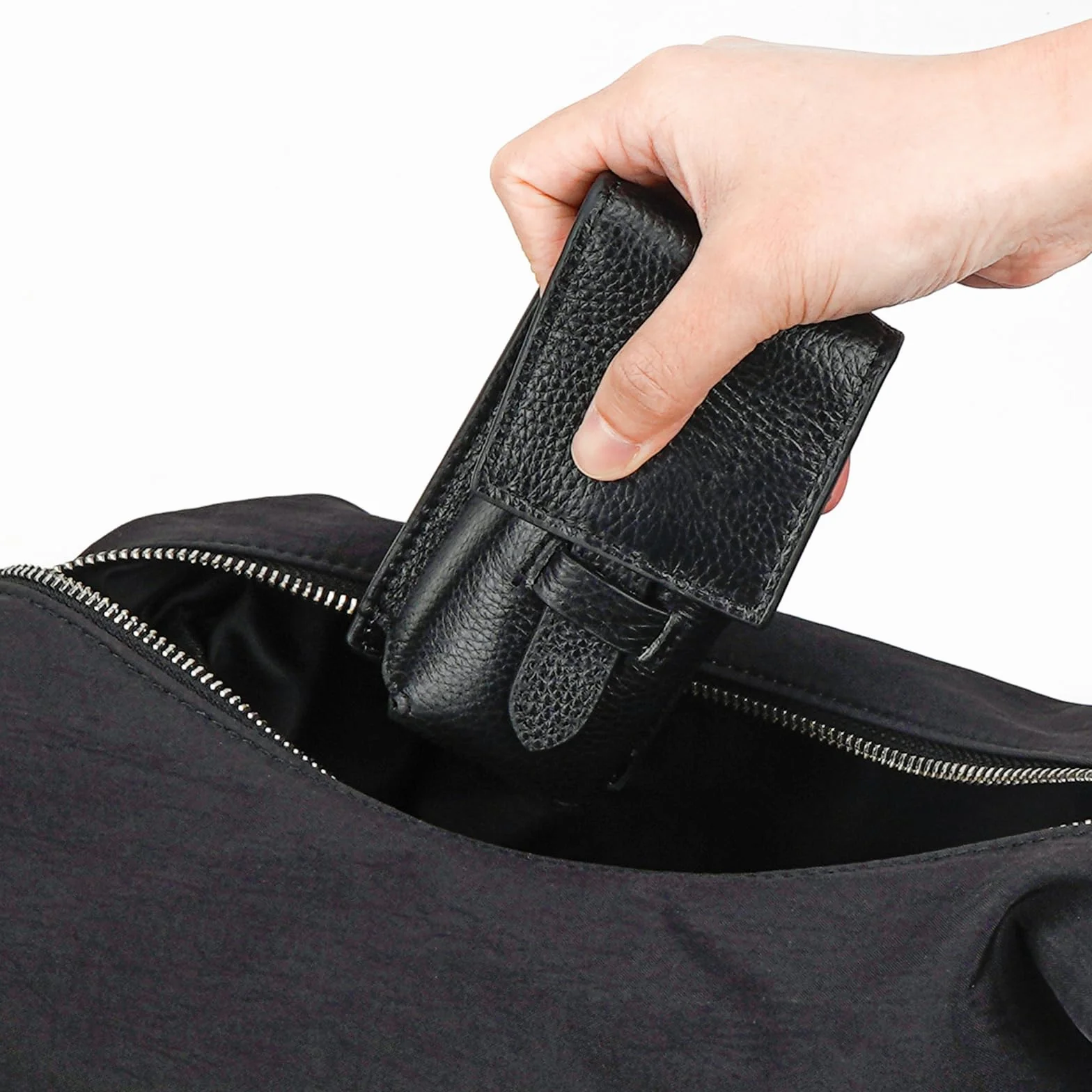 Linkidea Custodia da Viaggio per Pennelli da Barba, Borsa Organizer Portatile, Supporto Compatto Compatibile con Pennelli da Barba di Piccole Dimensioni (Nero)