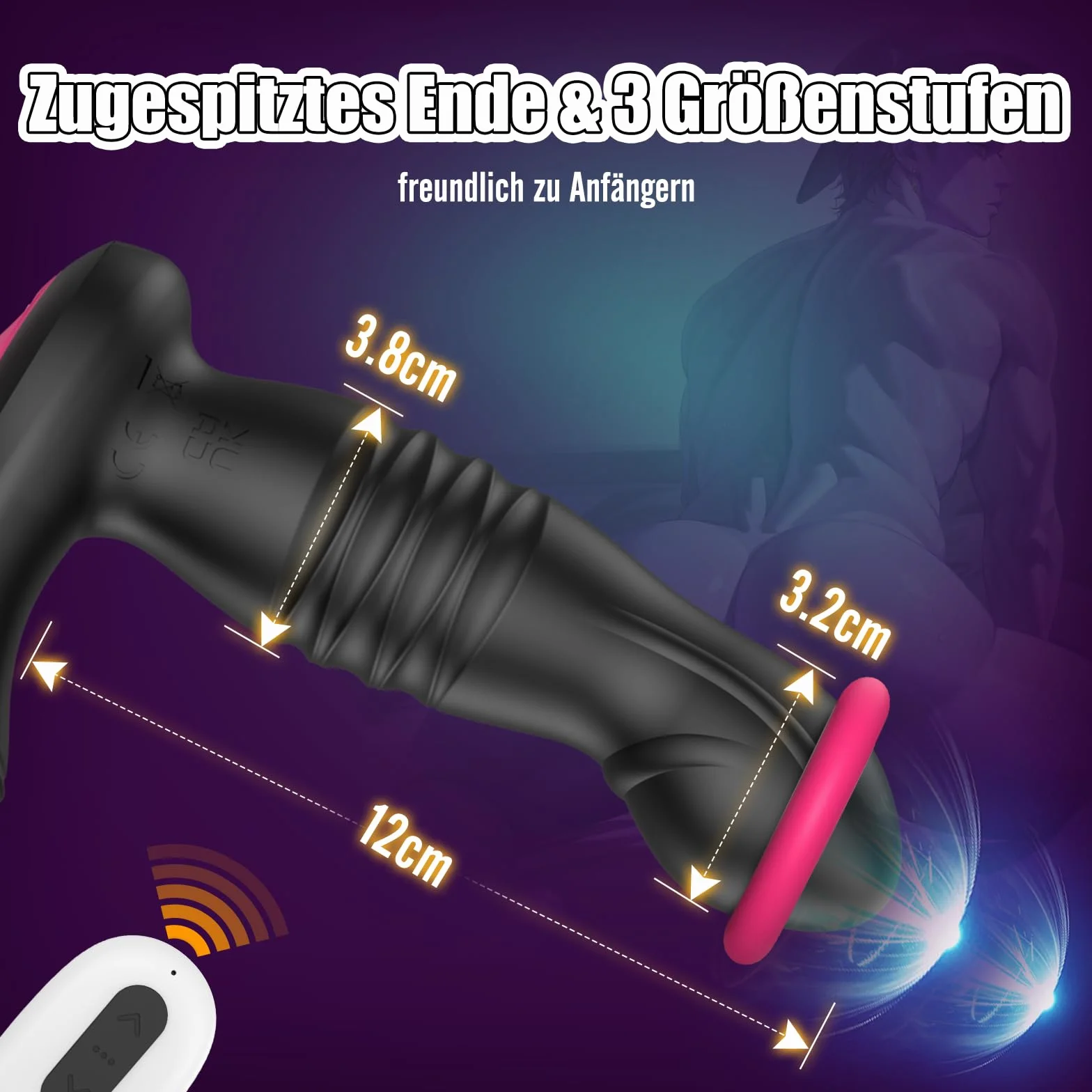 Sexytoys Uomo Dildo Anale Vibratore Prostata con Doppio Anello del Cazzo App, Plug Anale-dilatatore Uomo Donna Massaggiatore Prostatico 9 Vibrazioni Sex Toys Sessuali per Uomini