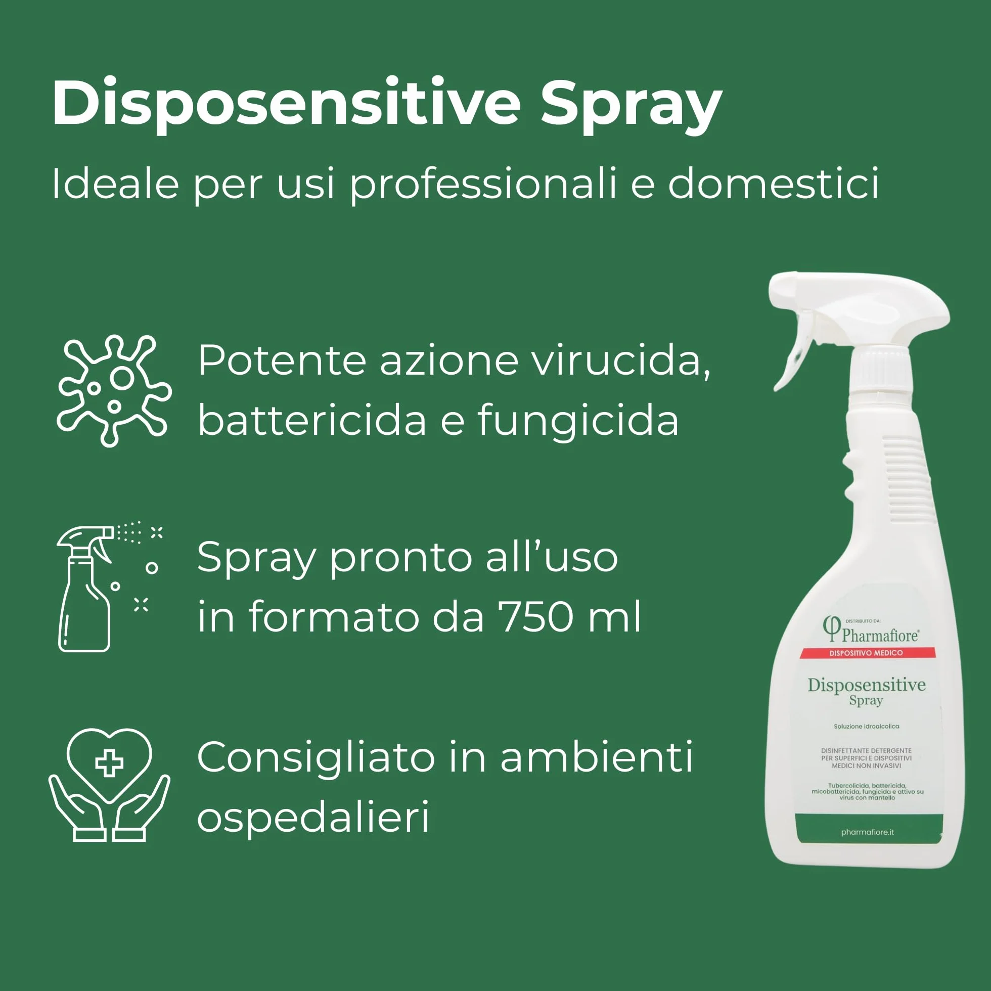 Disinfettante Spray Disposensitive 750 ml Alcool Isopropilico Virucida Battericida Fungicida