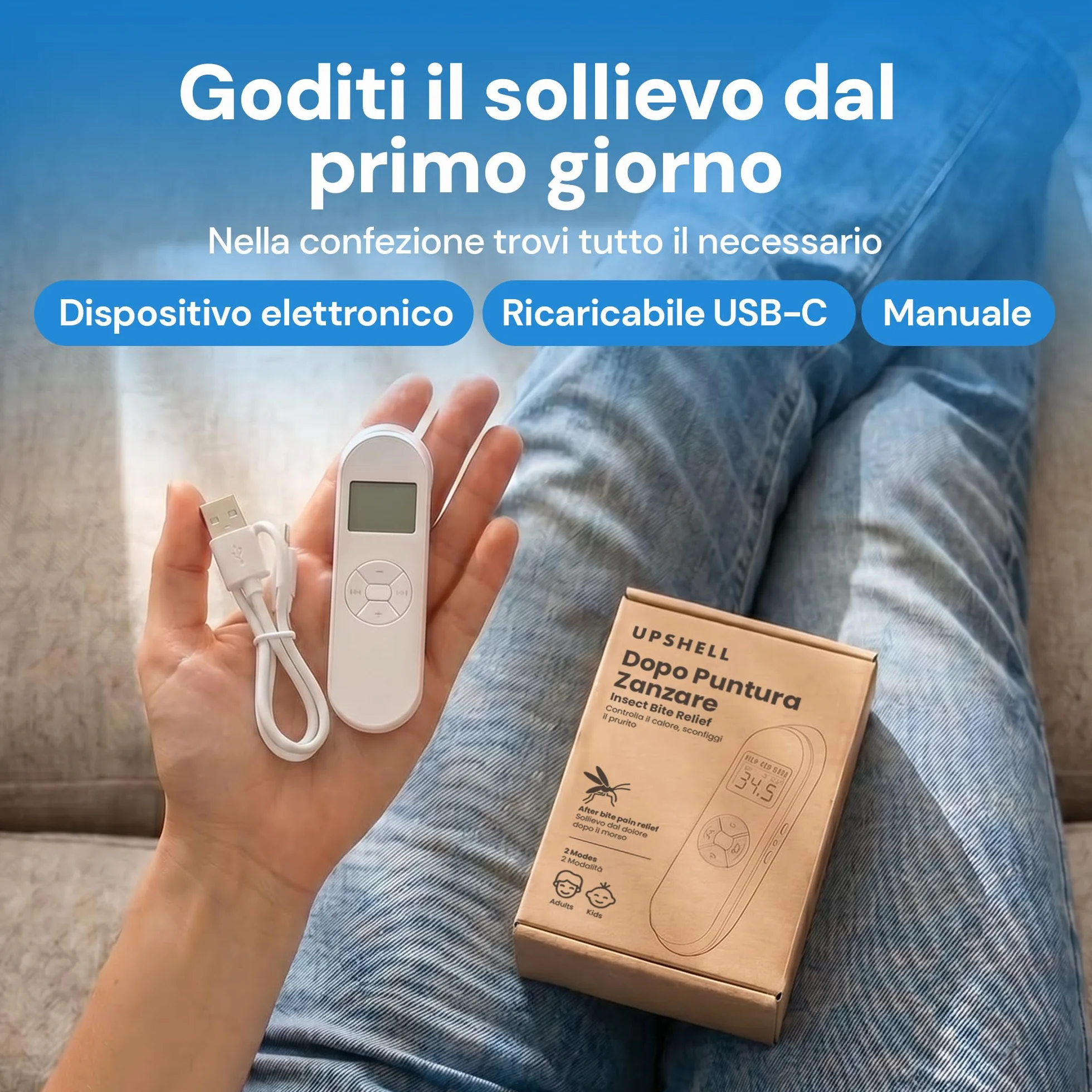 Dopo Puntura Zanzare Bambini e Adulti Antipuntura Elettronico Calore Regolabile 30-55°C LCD