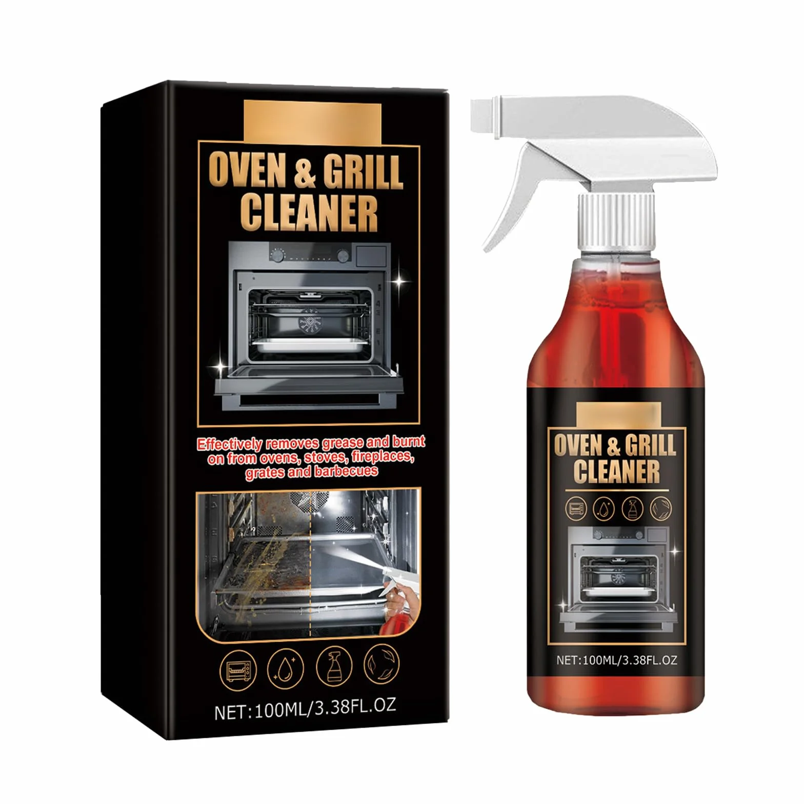 Pulizia di Forno e Grill,Detergente per Forno,100ML,1PC,Pulitore e Sgrassatore extra forte Per Forno,Piano Cottura e Grill